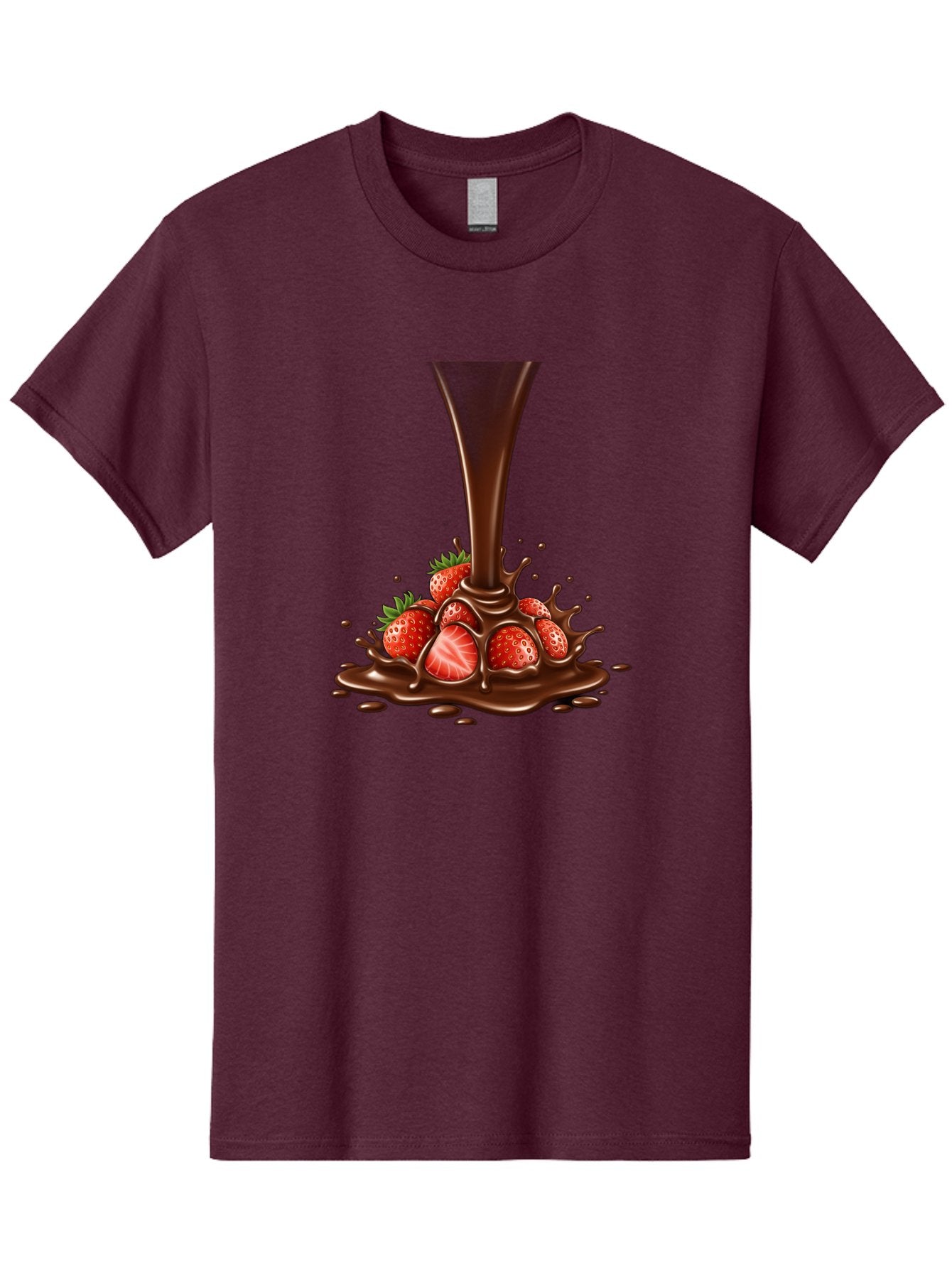 Chocolate-And-Strawberries Men'S Graphic Tee, 100% Cotton, Comfortable Casual Summer Wear, Machine Washable, Chocolate Sauce Pouring, Strawberries, Sweet Treat, Dessert, Indulgent, Chocolate Fondue, Strawberries And Chocolate, Dessert Lover, Bab737 7