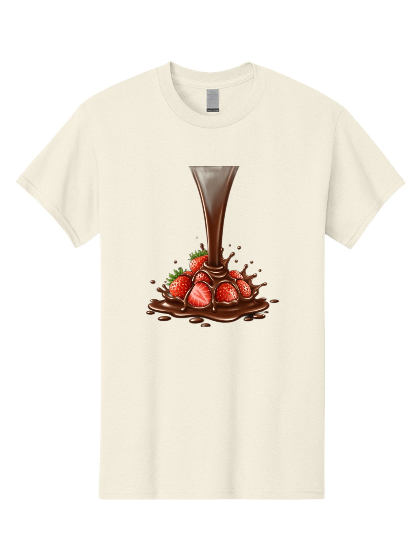 Chocolate-And-Strawberries Men'S Graphic Tee, 100% Cotton, Comfortable Casual Summer Wear, Machine Washable, Chocolate Sauce Pouring, Strawberries, Sweet Treat, Dessert, Indulgent, Chocolate Fondue, Strawberries And Chocolate, Dessert Lover, Bab737 12