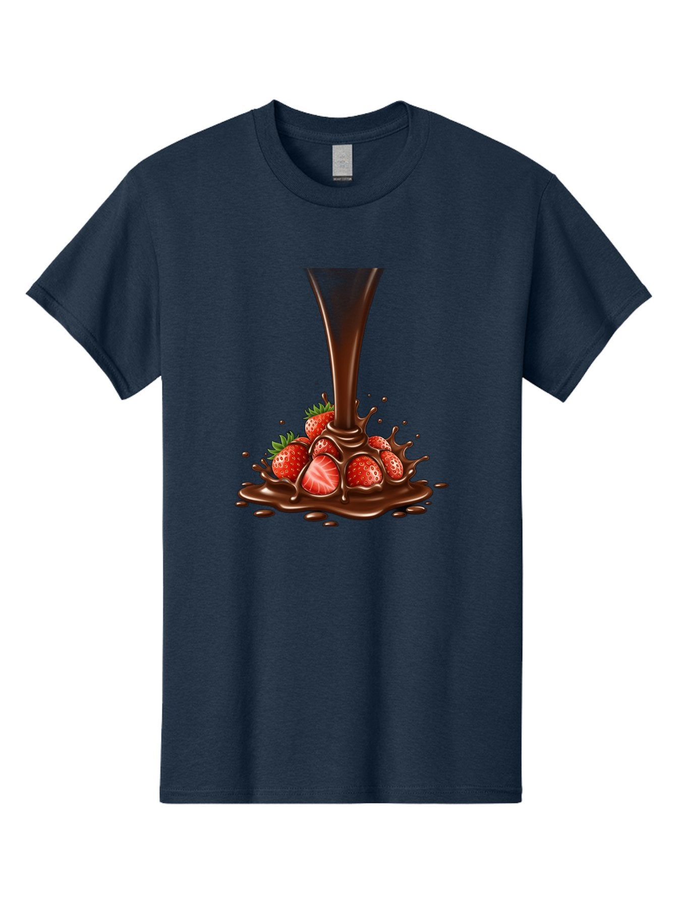 Chocolate-And-Strawberries Men'S Graphic Tee, 100% Cotton, Comfortable Casual Summer Wear, Machine Washable, Chocolate Sauce Pouring, Strawberries, Sweet Treat, Dessert, Indulgent, Chocolate Fondue, Strawberries And Chocolate, Dessert Lover, Bab737 9