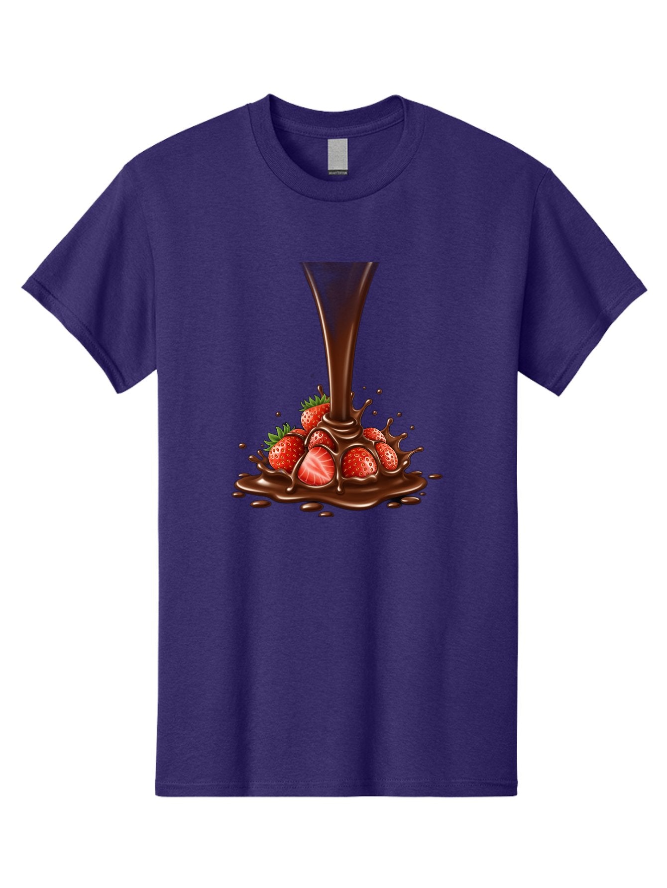 Chocolate-And-Strawberries Men'S Graphic Tee, 100% Cotton, Comfortable Casual Summer Wear, Machine Washable, Chocolate Sauce Pouring, Strawberries, Sweet Treat, Dessert, Indulgent, Chocolate Fondue, Strawberries And Chocolate, Dessert Lover, Bab737 14