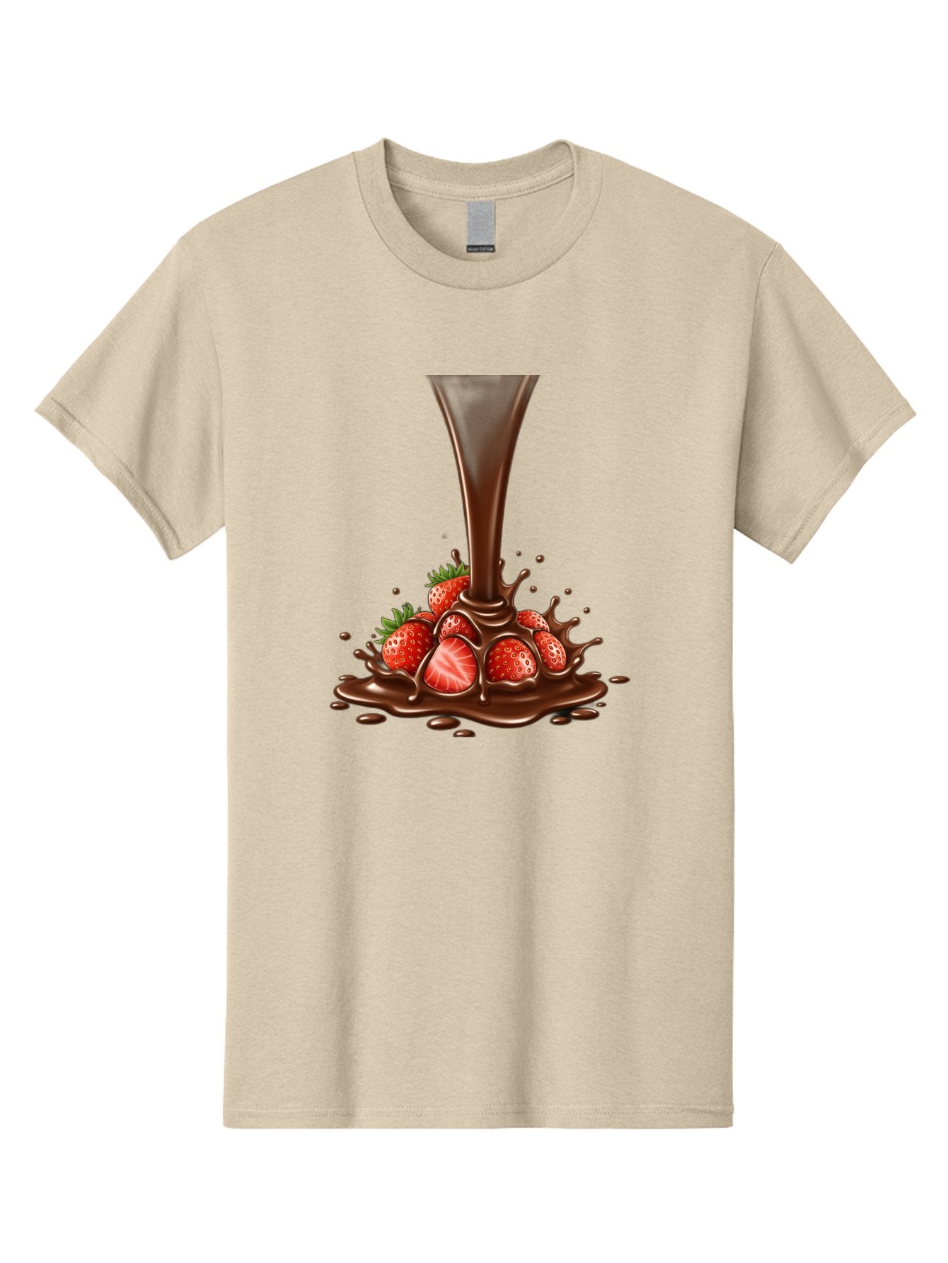 Chocolate-And-Strawberries Men'S Graphic Tee, 100% Cotton, Comfortable Casual Summer Wear, Machine Washable, Chocolate Sauce Pouring, Strawberries, Sweet Treat, Dessert, Indulgent, Chocolate Fondue, Strawberries And Chocolate, Dessert Lover, Bab737 10