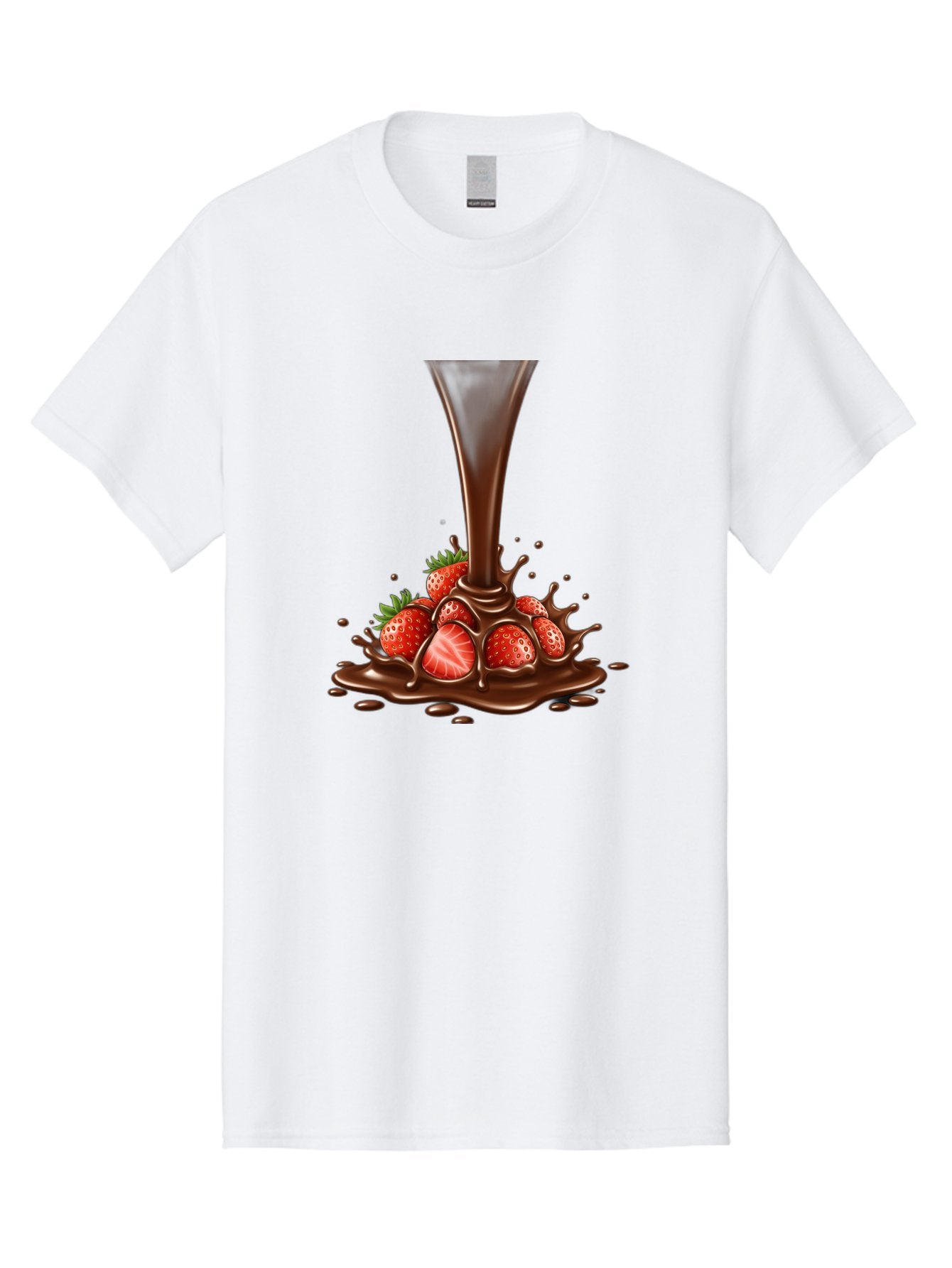 Chocolate-And-Strawberries Men'S Graphic Tee, 100% Cotton, Comfortable Casual Summer Wear, Machine Washable, Chocolate Sauce Pouring, Strawberries, Sweet Treat, Dessert, Indulgent, Chocolate Fondue, Strawberries And Chocolate, Dessert Lover, Bab737 15