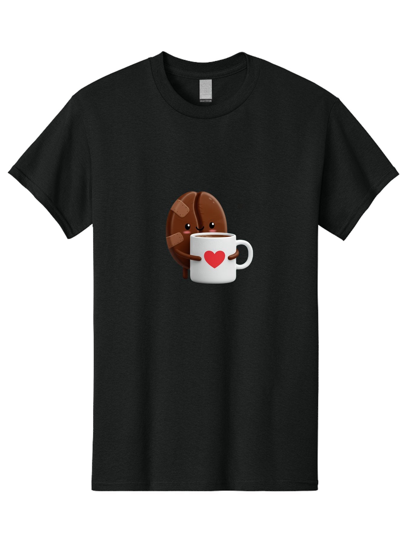 Chocolate-Cookie-Hugging-Coffee-Mug-1 Men'S Graphic Tee, 100% Cotton, Comfortable Casual Summer Wear, Machine Washable, Chocolate Cookie, Cartoon Cookie, Coffee Mug, Heart Design, Cute Illustration, Coffee Break, Bandaged Cookie, Happy Face, Bab738 15