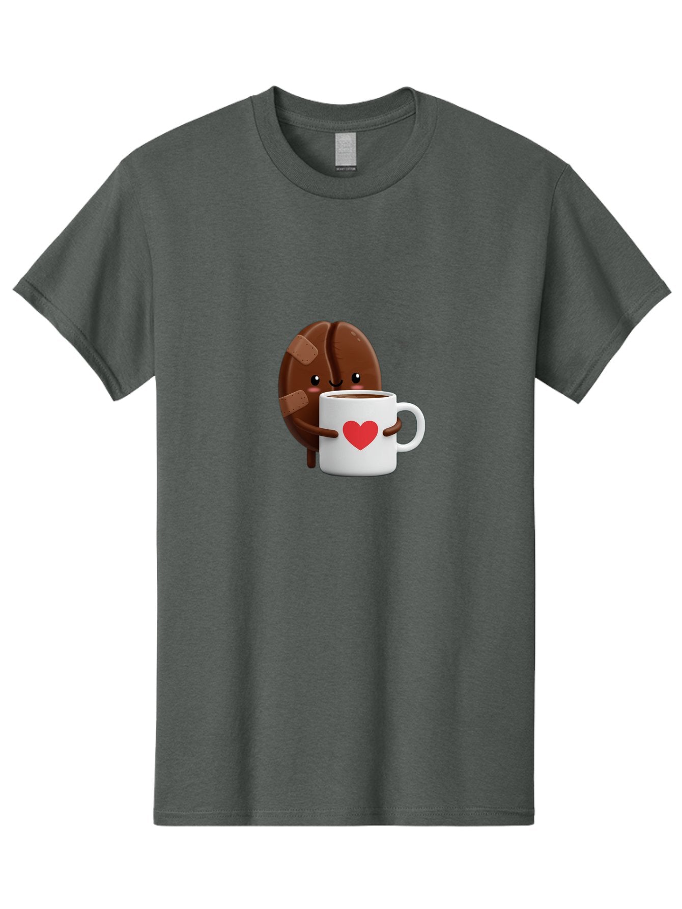 Chocolate-Cookie-Hugging-Coffee-Mug-1 Men'S Graphic Tee, 100% Cotton, Comfortable Casual Summer Wear, Machine Washable, Chocolate Cookie, Cartoon Cookie, Coffee Mug, Heart Design, Cute Illustration, Coffee Break, Bandaged Cookie, Happy Face, Bab738 8