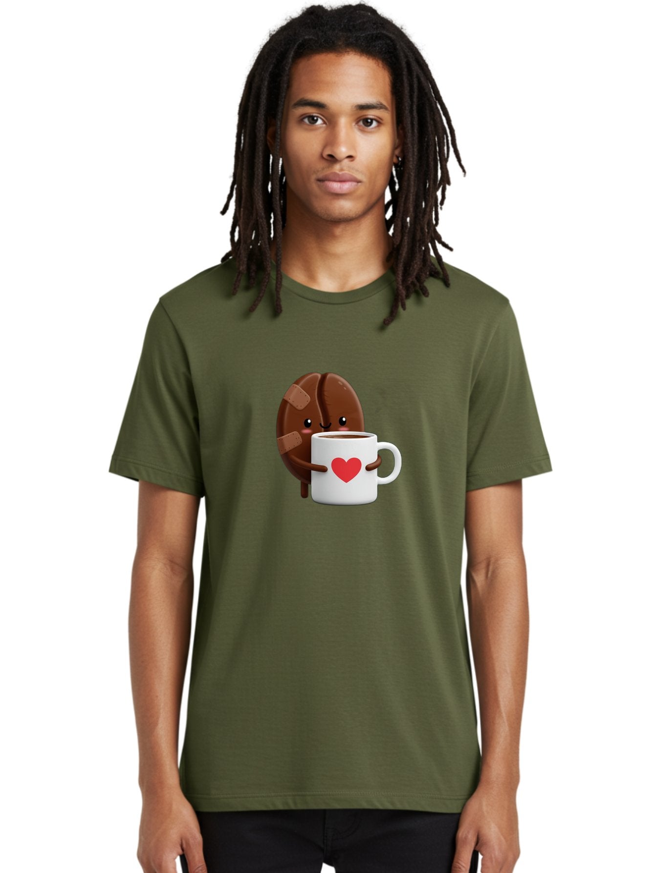 Chocolate-Cookie-Hugging-Coffee-Mug-1 Men'S Graphic Tee, 100% Cotton, Comfortable Casual Summer Wear, Machine Washable, Chocolate Cookie, Cartoon Cookie, Coffee Mug, Heart Design, Cute Illustration, Coffee Break, Bandaged Cookie, Happy Face, Bab738 21