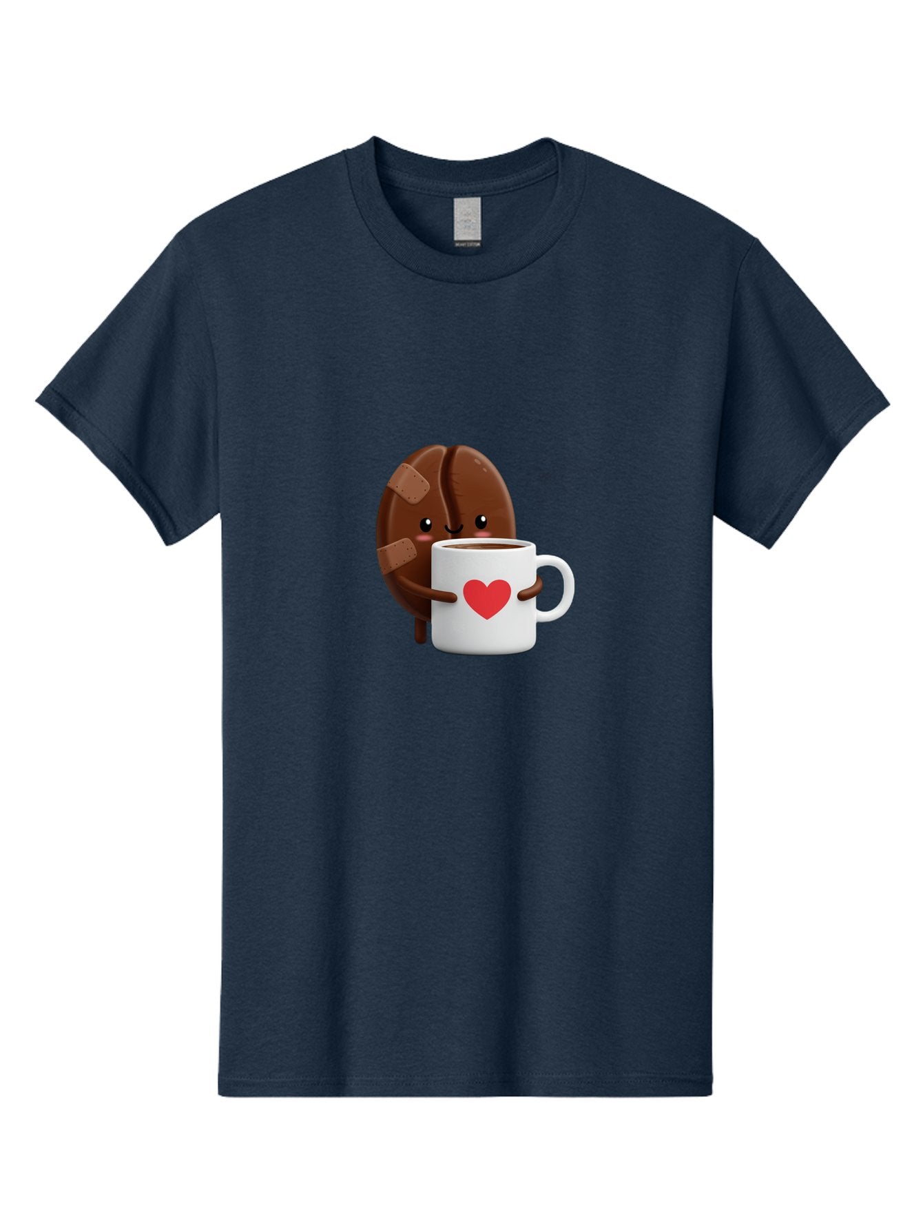 Chocolate-Cookie-Hugging-Coffee-Mug-1 Men'S Graphic Tee, 100% Cotton, Comfortable Casual Summer Wear, Machine Washable, Chocolate Cookie, Cartoon Cookie, Coffee Mug, Heart Design, Cute Illustration, Coffee Break, Bandaged Cookie, Happy Face, Bab738 5