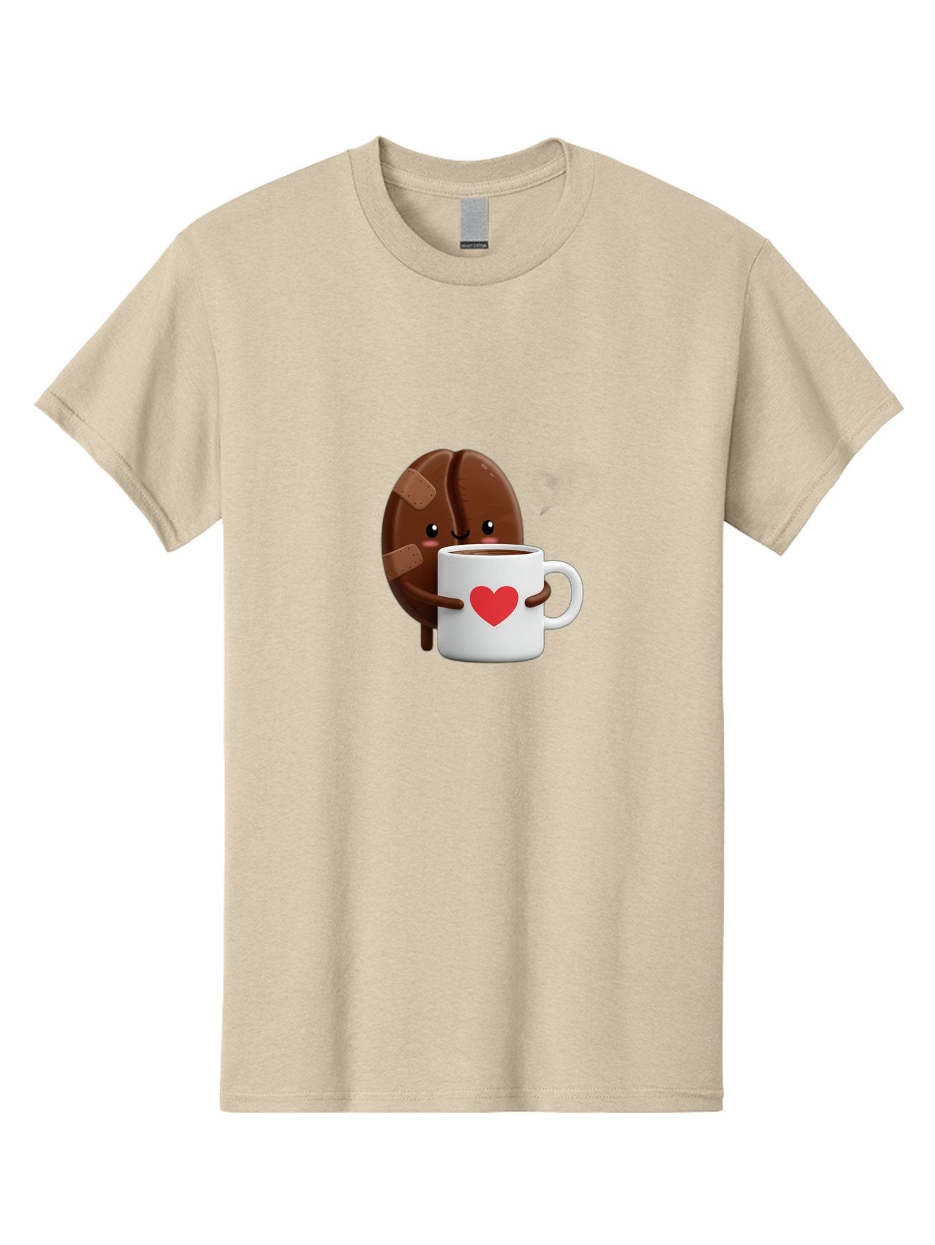 Chocolate-Cookie-Hugging-Coffee-Mug-1 Men'S Graphic Tee, 100% Cotton, Comfortable Casual Summer Wear, Machine Washable, Chocolate Cookie, Cartoon Cookie, Coffee Mug, Heart Design, Cute Illustration, Coffee Break, Bandaged Cookie, Happy Face, Bab738 11
