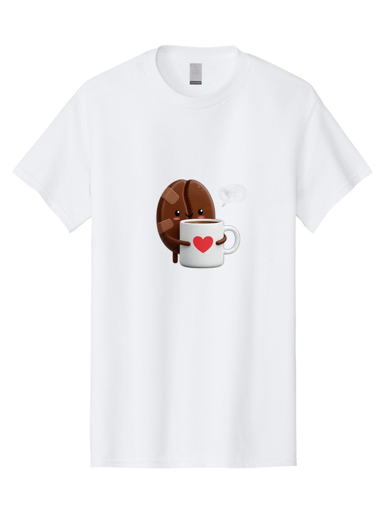 Chocolate-Cookie-Hugging-Coffee-Mug-1 Men'S Graphic Tee, 100% Cotton, Comfortable Casual Summer Wear, Machine Washable, Chocolate Cookie, Cartoon Cookie, Coffee Mug, Heart Design, Cute Illustration, Coffee Break, Bandaged Cookie, Happy Face, Bab738 6