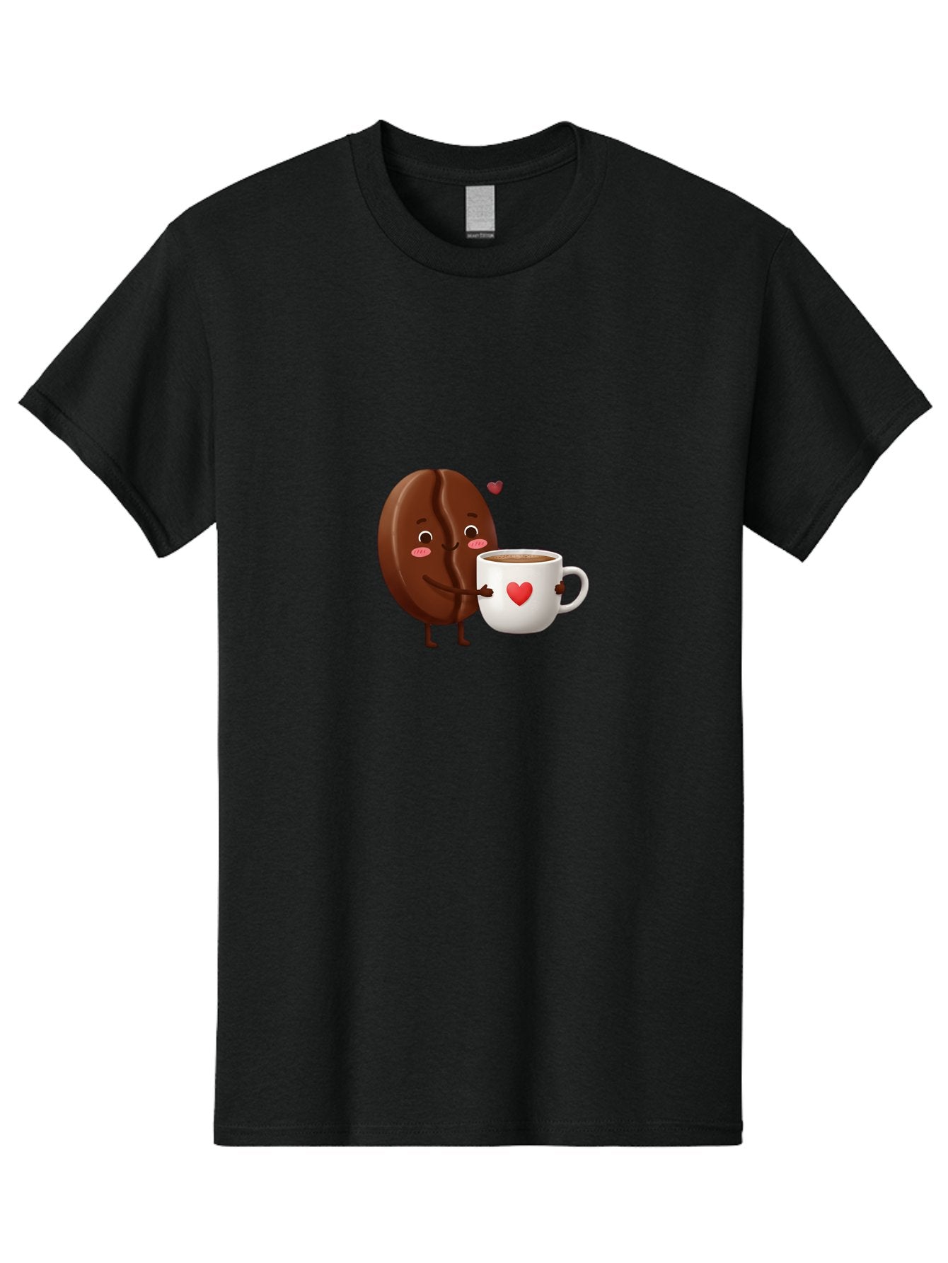 Chocolate-Cookie-Hugging-Coffee-Mug Men'S Graphic Tee, 100% Cotton, Comfortable Casual Summer Wear, Machine Washable, Chocolate Cookie, Cute Character, Coffee Mug, Heart Design, Adorable Scene, Sweet Treats, Cartoon Characters, Bab739 7