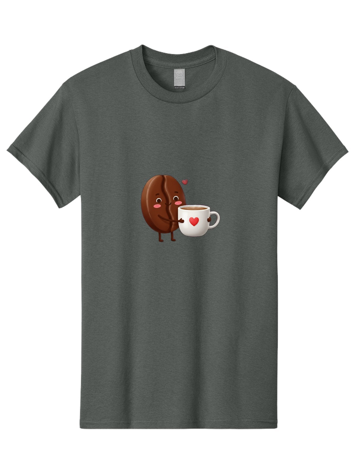 Chocolate-Cookie-Hugging-Coffee-Mug Men'S Graphic Tee, 100% Cotton, Comfortable Casual Summer Wear, Machine Washable, Chocolate Cookie, Cute Character, Coffee Mug, Heart Design, Adorable Scene, Sweet Treats, Cartoon Characters, Bab739