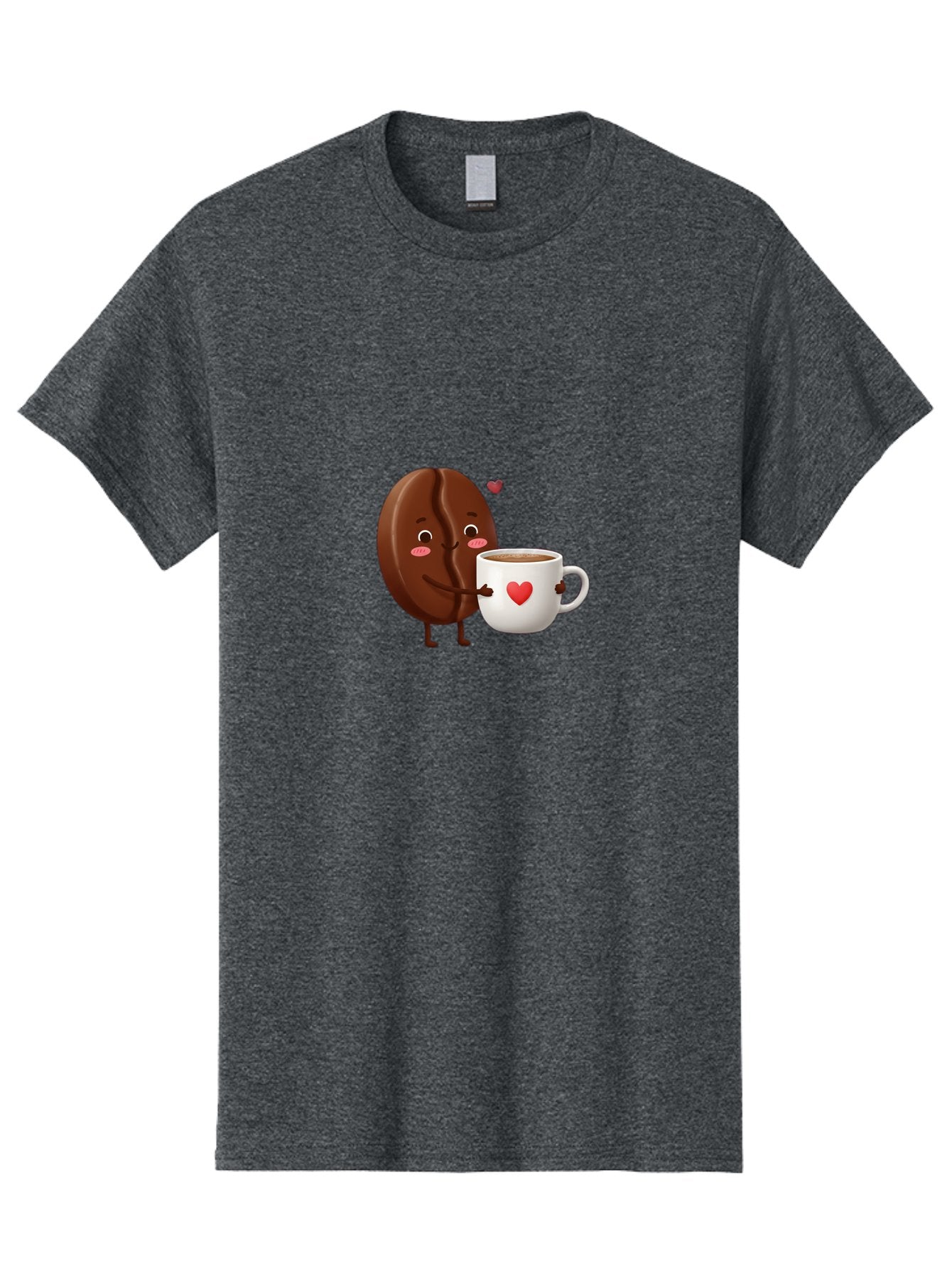 Chocolate-Cookie-Hugging-Coffee-Mug Men'S Graphic Tee, 100% Cotton, Comfortable Casual Summer Wear, Machine Washable, Chocolate Cookie, Cute Character, Coffee Mug, Heart Design, Adorable Scene, Sweet Treats, Cartoon Characters, Bab739 3