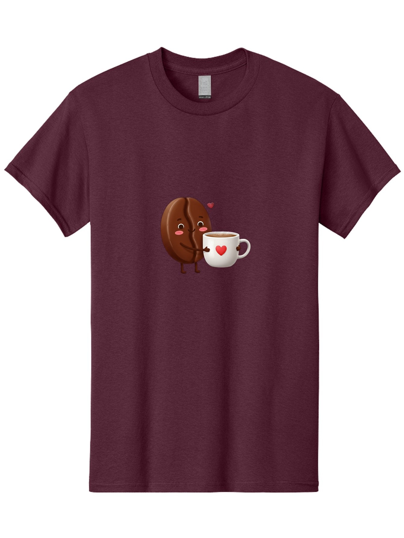 Chocolate-Cookie-Hugging-Coffee-Mug Men'S Graphic Tee, 100% Cotton, Comfortable Casual Summer Wear, Machine Washable, Chocolate Cookie, Cute Character, Coffee Mug, Heart Design, Adorable Scene, Sweet Treats, Cartoon Characters, Bab739 6