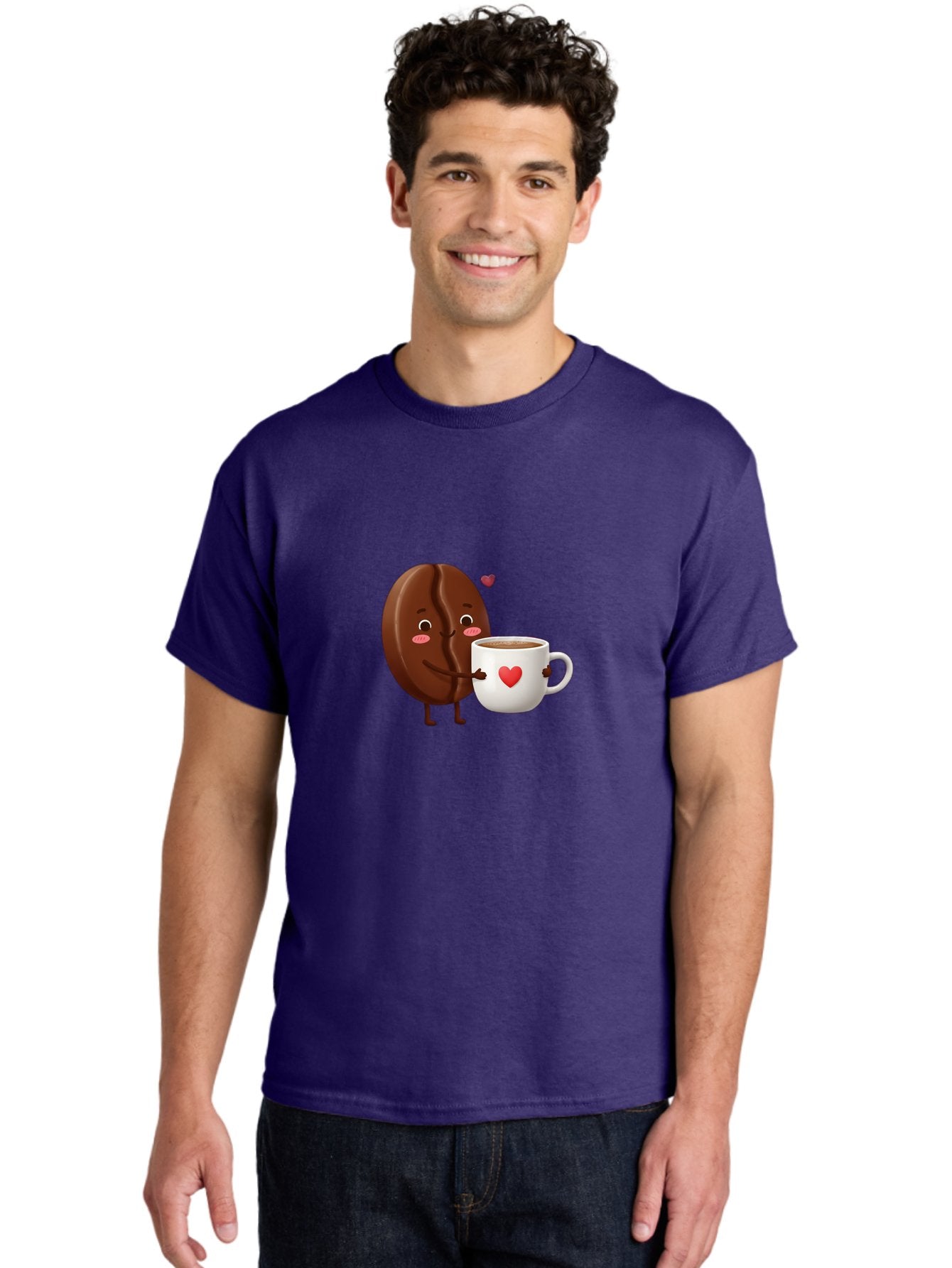 Chocolate-Cookie-Hugging-Coffee-Mug Men'S Graphic Tee, 100% Cotton, Comfortable Casual Summer Wear, Machine Washable, Chocolate Cookie, Cute Character, Coffee Mug, Heart Design, Adorable Scene, Sweet Treats, Cartoon Characters, Bab739 18