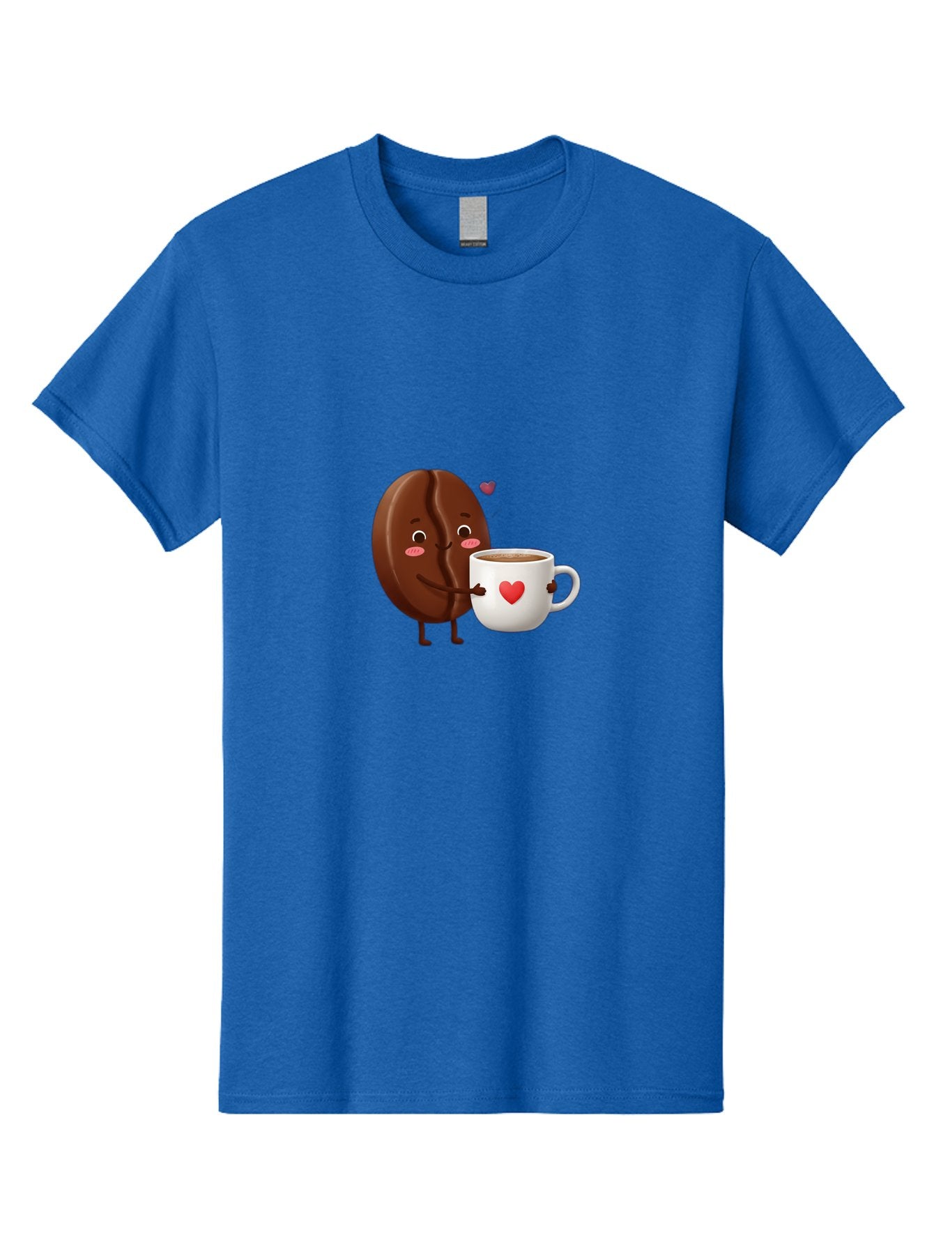 Chocolate-Cookie-Hugging-Coffee-Mug Men'S Graphic Tee, 100% Cotton, Comfortable Casual Summer Wear, Machine Washable, Chocolate Cookie, Cute Character, Coffee Mug, Heart Design, Adorable Scene, Sweet Treats, Cartoon Characters, Bab739 11