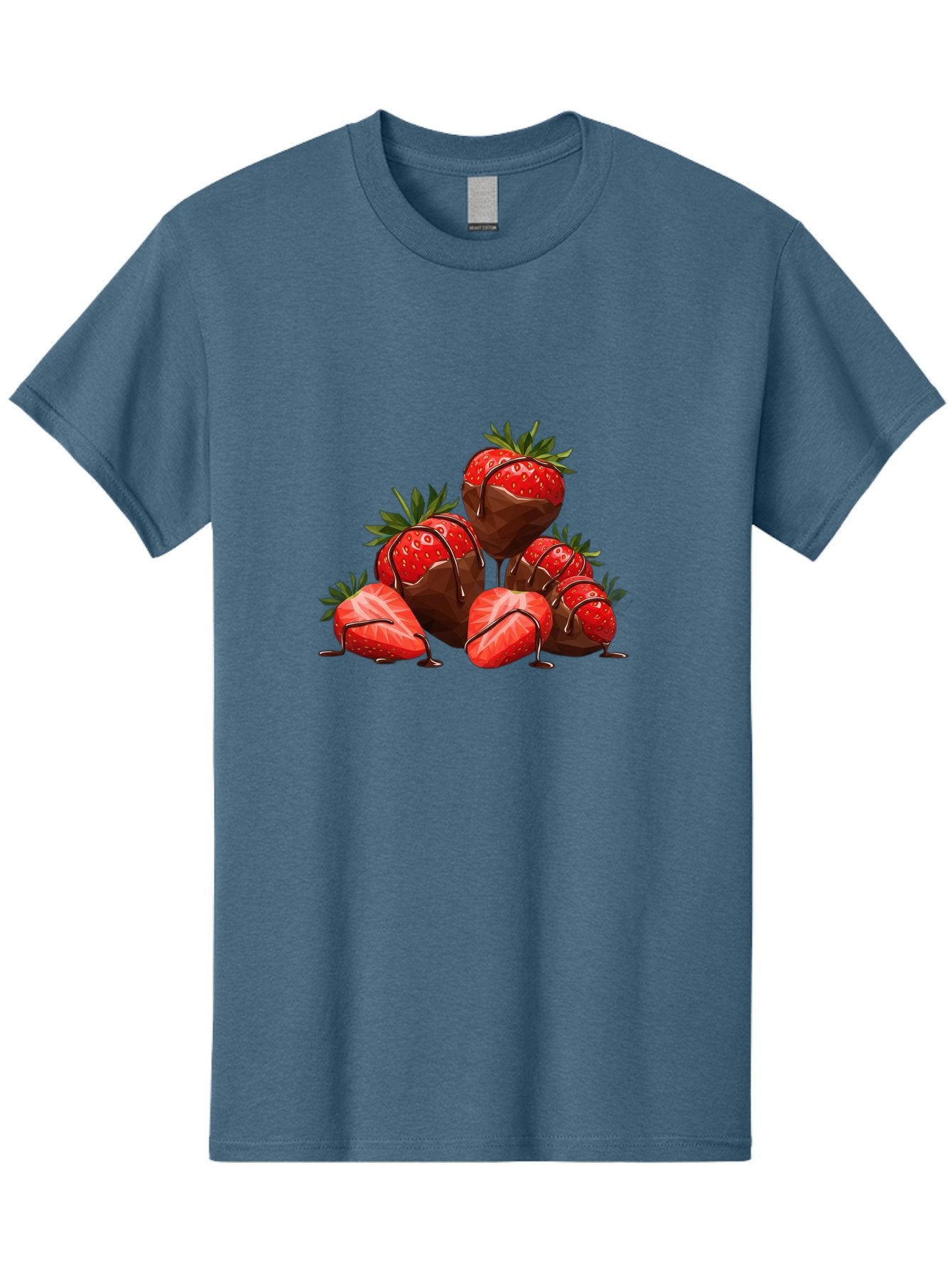 Chocolate-Covered-Strawberries-1 Men'S Graphic Tee, 100% Cotton, Comfortable Casual Summer Wear, Machine Washable, Chocolate Covered Strawberries, Sweet Treats, Indulgent Dessert, Ripe Strawberries, Chocolate Drizzle, Decadent, Luxurious, Bab740 4