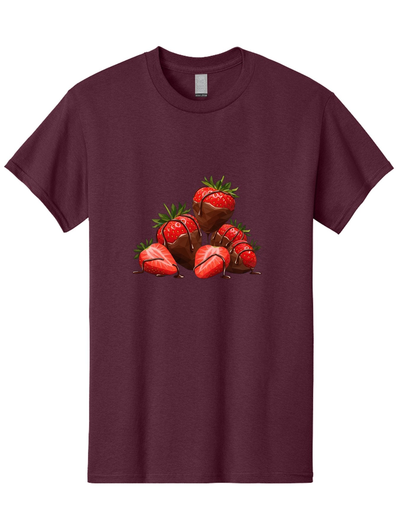 Chocolate-Covered-Strawberries-1 Men'S Graphic Tee, 100% Cotton, Comfortable Casual Summer Wear, Machine Washable, Chocolate Covered Strawberries, Sweet Treats, Indulgent Dessert, Ripe Strawberries, Chocolate Drizzle, Decadent, Luxurious, Bab740 14