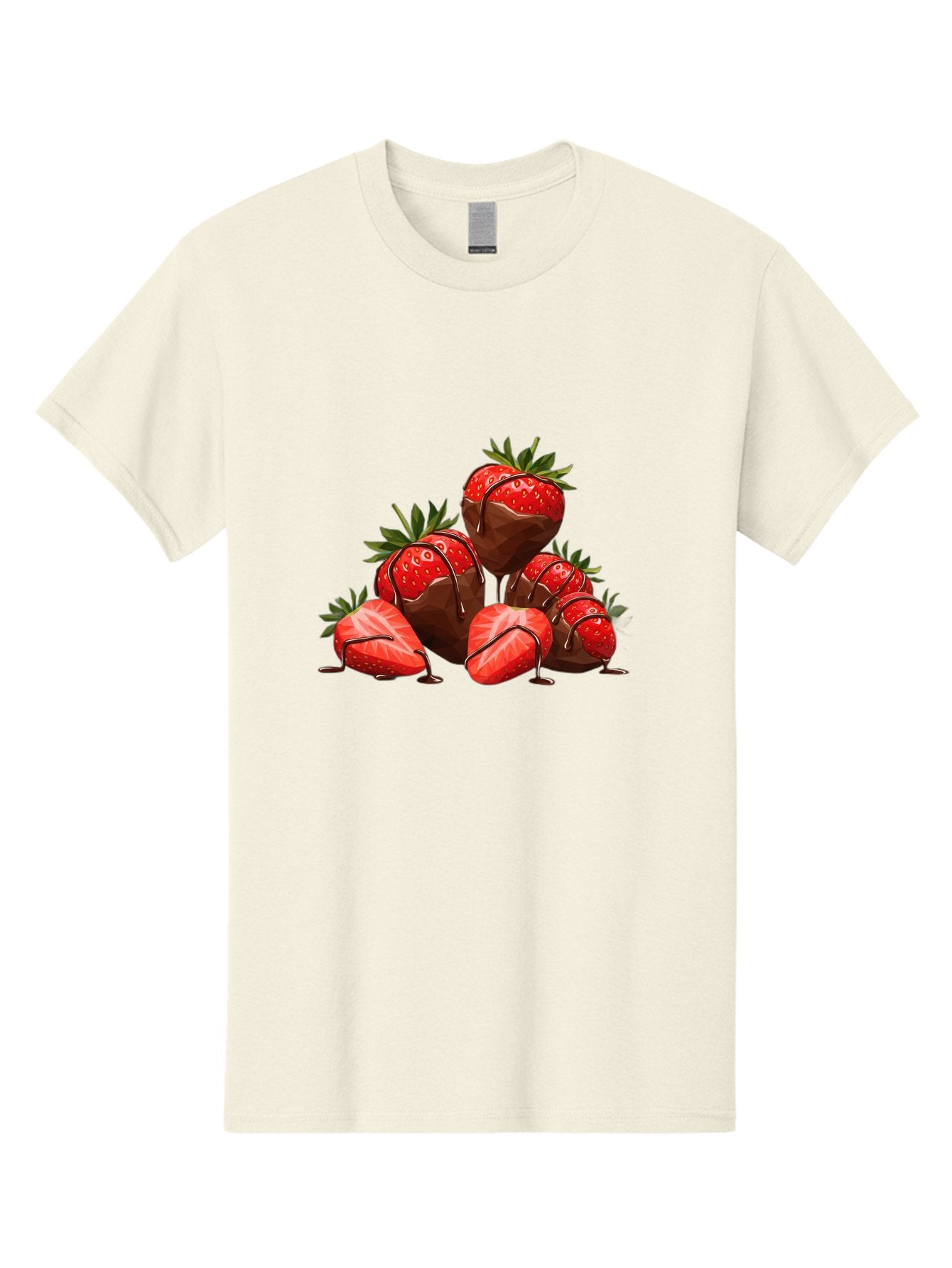 Chocolate-Covered-Strawberries-1 Men'S Graphic Tee, 100% Cotton, Comfortable Casual Summer Wear, Machine Washable, Chocolate Covered Strawberries, Sweet Treats, Indulgent Dessert, Ripe Strawberries, Chocolate Drizzle, Decadent, Luxurious, Bab740 3