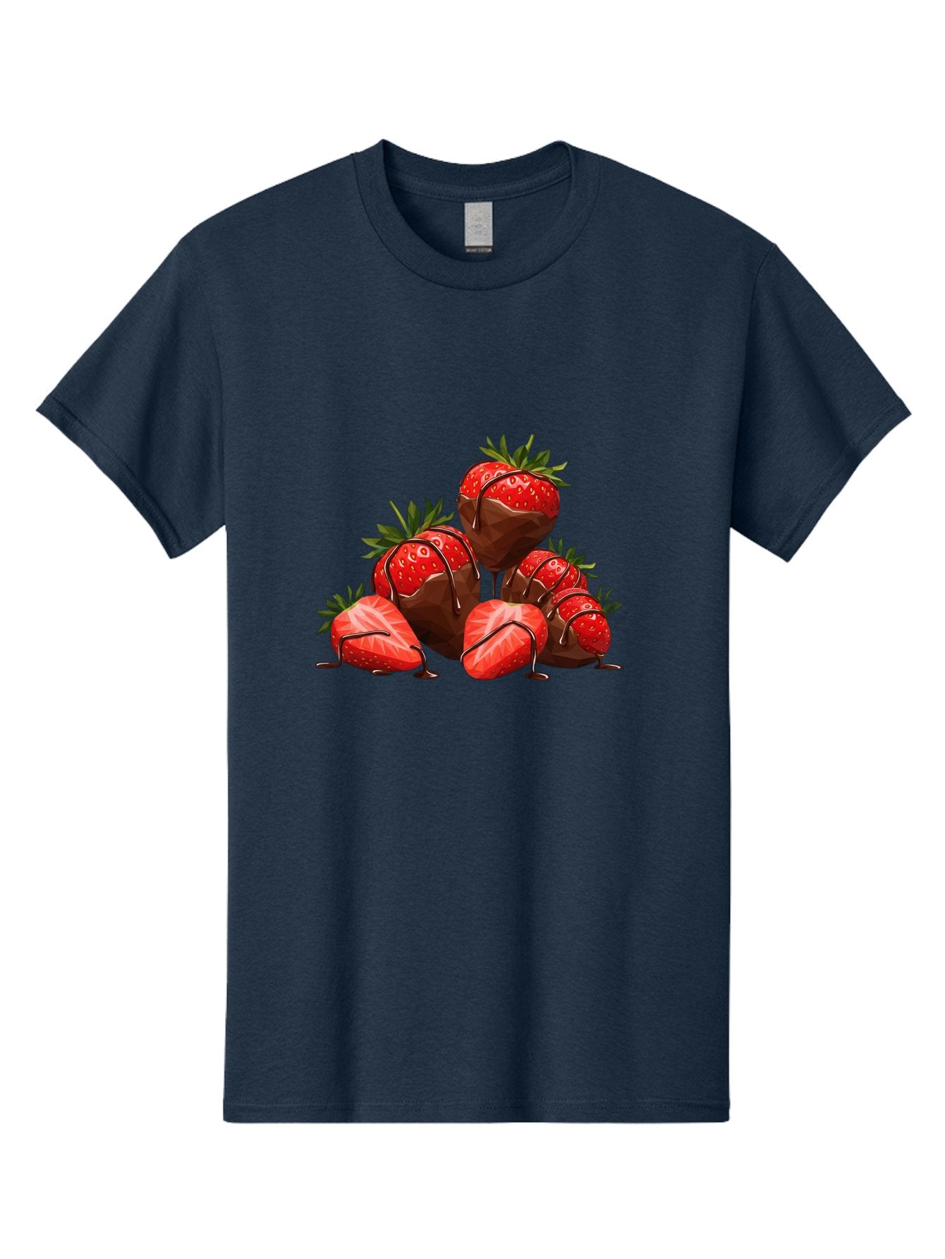 Chocolate-Covered-Strawberries-1 Men'S Graphic Tee, 100% Cotton, Comfortable Casual Summer Wear, Machine Washable, Chocolate Covered Strawberries, Sweet Treats, Indulgent Dessert, Ripe Strawberries, Chocolate Drizzle, Decadent, Luxurious, Bab740 9