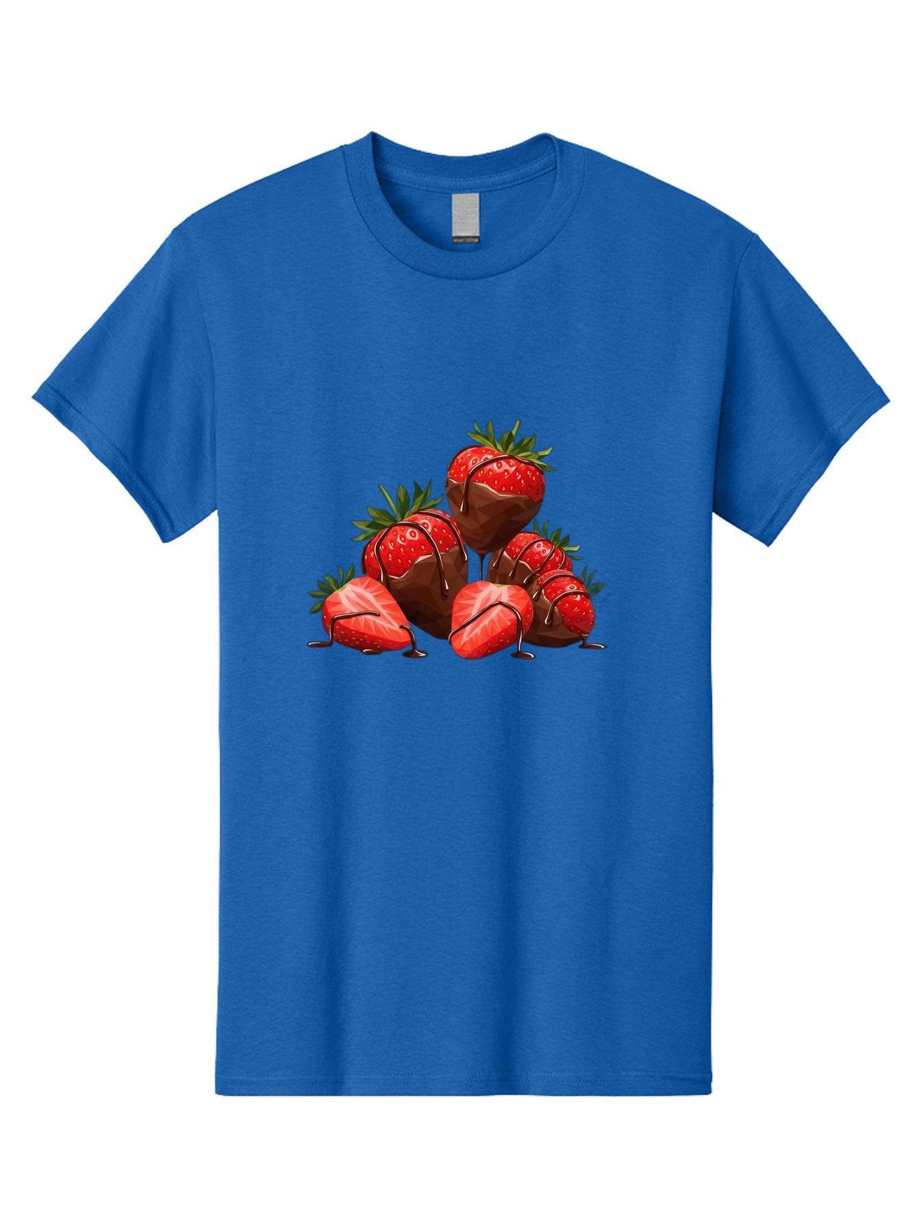 Chocolate-Covered-Strawberries-1 Men'S Graphic Tee, 100% Cotton, Comfortable Casual Summer Wear, Machine Washable, Chocolate Covered Strawberries, Sweet Treats, Indulgent Dessert, Ripe Strawberries, Chocolate Drizzle, Decadent, Luxurious, Bab740
