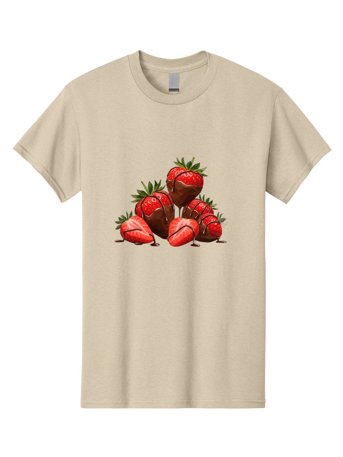 Chocolate-Covered-Strawberries-1 Men'S Graphic Tee, 100% Cotton, Comfortable Casual Summer Wear, Machine Washable, Chocolate Covered Strawberries, Sweet Treats, Indulgent Dessert, Ripe Strawberries, Chocolate Drizzle, Decadent, Luxurious, Bab740 15