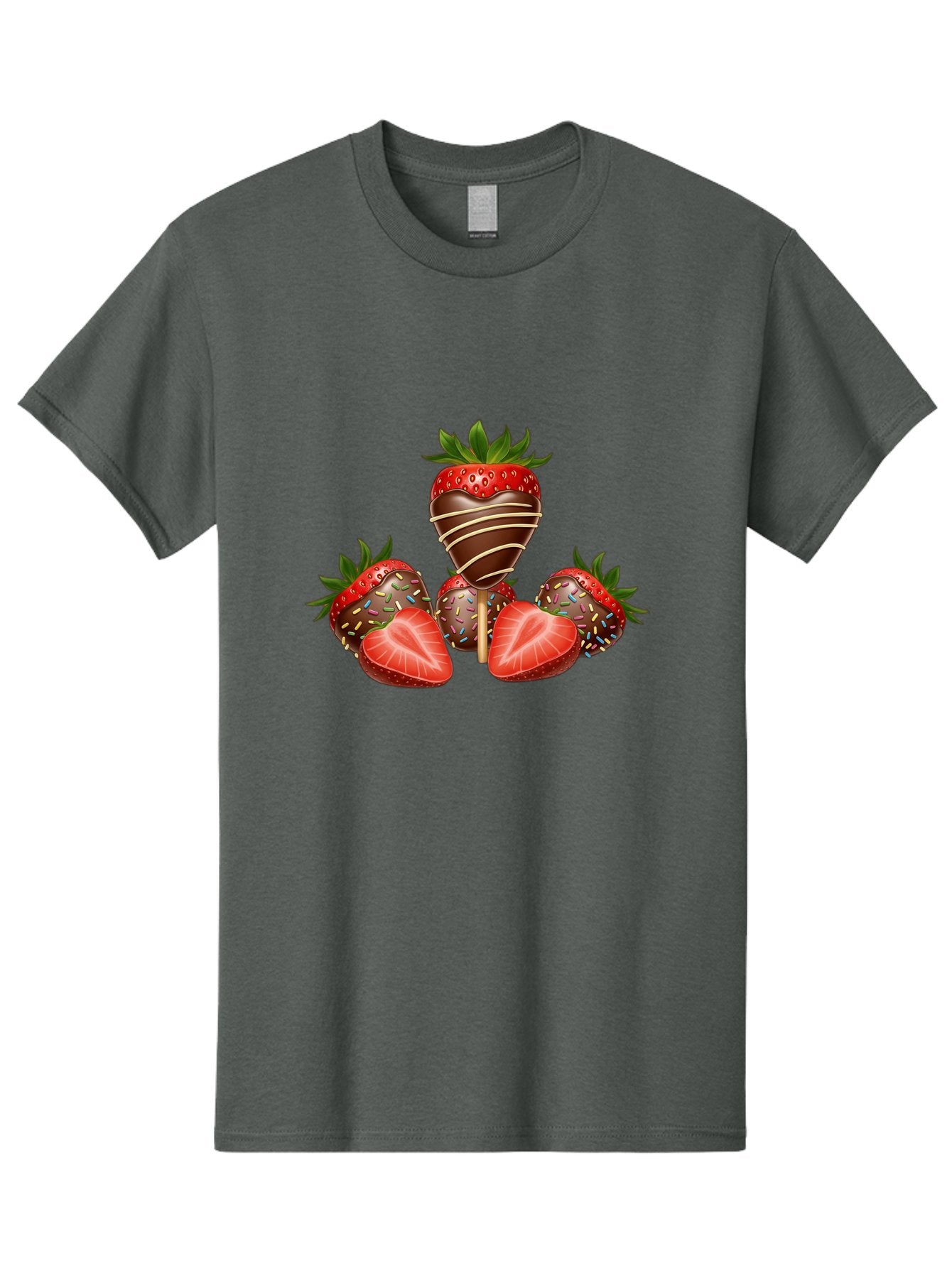 Chocolate-Covered-Strawberries-2 Men'S Graphic Tee, 100% Cotton, Comfortable Casual Summer Wear, Machine Washable, Chocolate Covered Strawberries, Sweet Treats, Dessert Ideas, Strawberry Desserts, Chocolate Drizzled Strawberries, Bab741 10