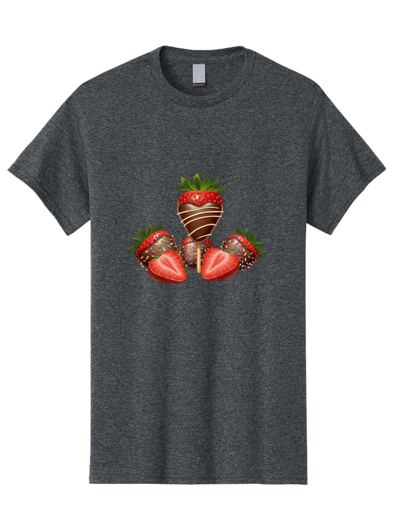 Chocolate-Covered-Strawberries-2 Men'S Graphic Tee, 100% Cotton, Comfortable Casual Summer Wear, Machine Washable, Chocolate Covered Strawberries, Sweet Treats, Dessert Ideas, Strawberry Desserts, Chocolate Drizzled Strawberries, Bab741 5