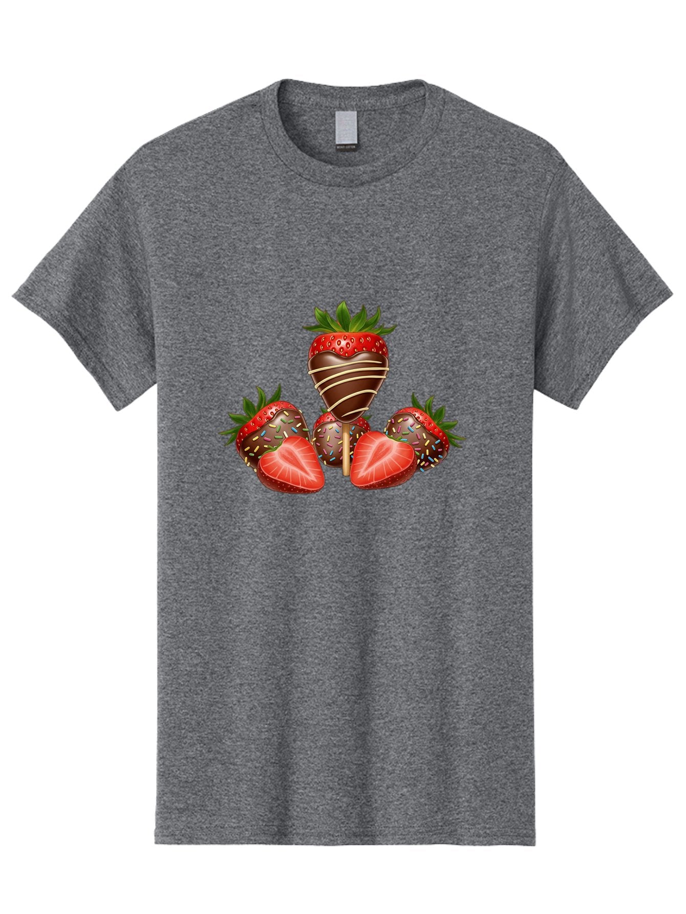 Chocolate-Covered-Strawberries-2 Men'S Graphic Tee, 100% Cotton, Comfortable Casual Summer Wear, Machine Washable, Chocolate Covered Strawberries, Sweet Treats, Dessert Ideas, Strawberry Desserts, Chocolate Drizzled Strawberries, Bab741 13