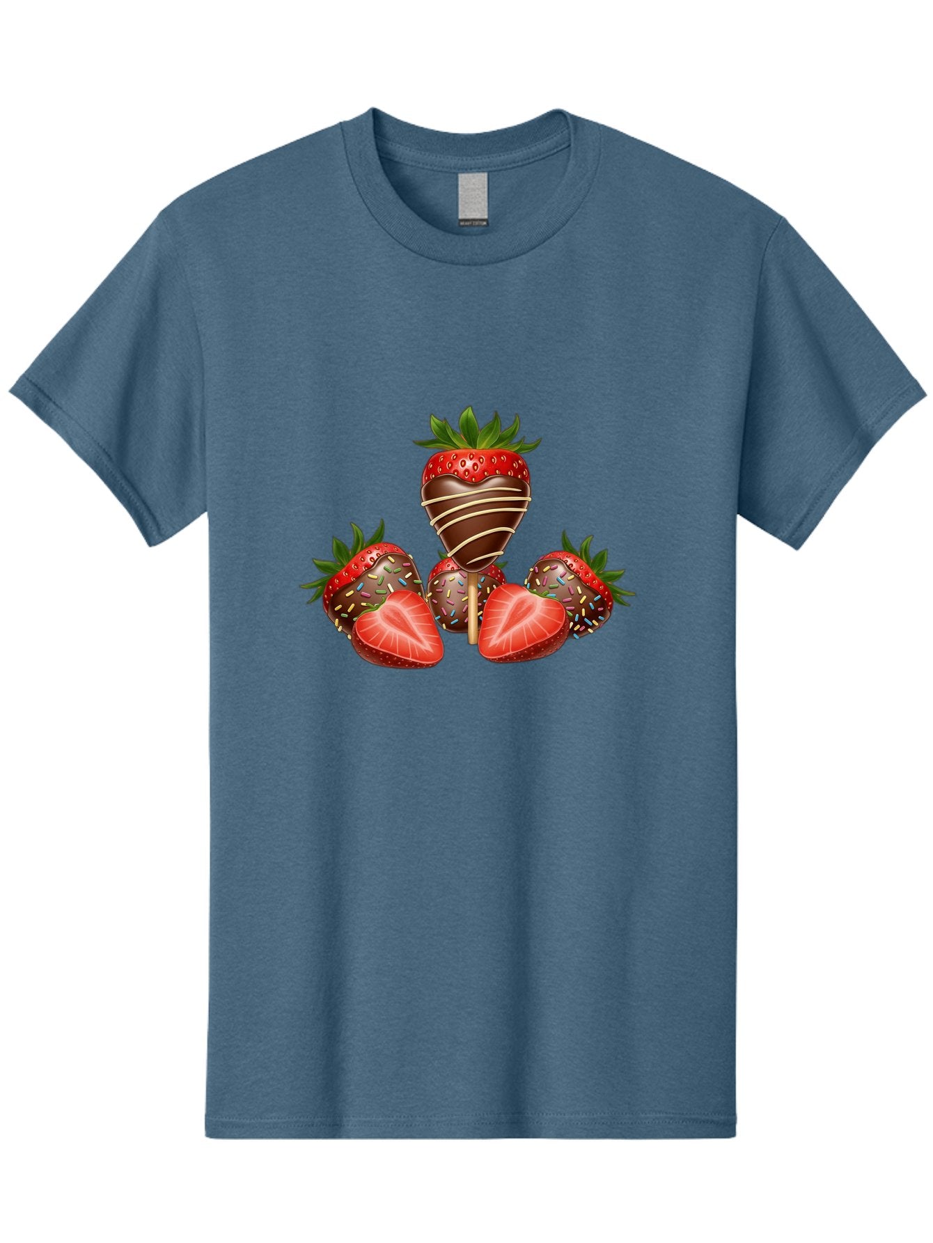 Chocolate-Covered-Strawberries-2 Men'S Graphic Tee, 100% Cotton, Comfortable Casual Summer Wear, Machine Washable, Chocolate Covered Strawberries, Sweet Treats, Dessert Ideas, Strawberry Desserts, Chocolate Drizzled Strawberries, Bab741 6