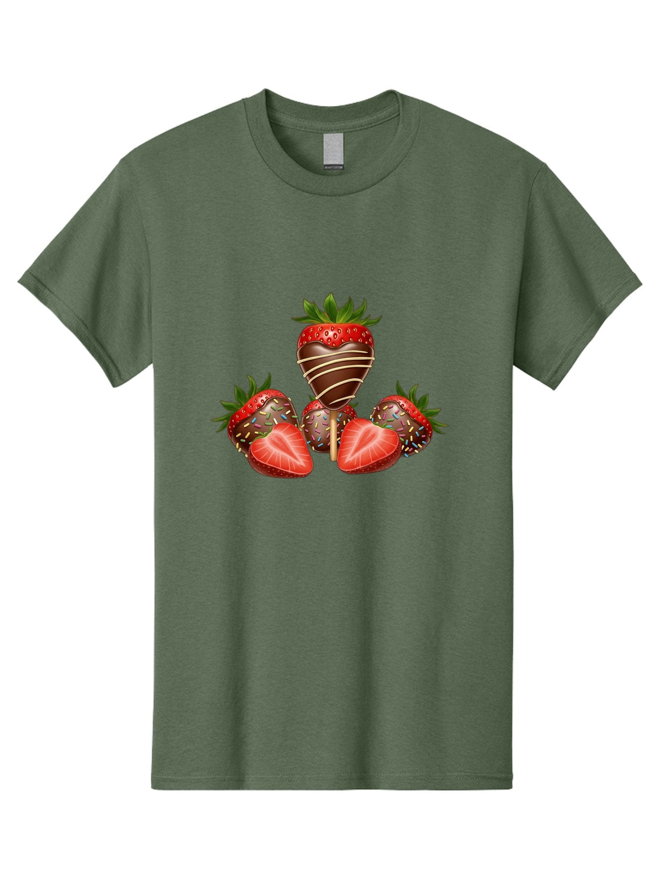 Chocolate-Covered-Strawberries-2 Men'S Graphic Tee, 100% Cotton, Comfortable Casual Summer Wear, Machine Washable, Chocolate Covered Strawberries, Sweet Treats, Dessert Ideas, Strawberry Desserts, Chocolate Drizzled Strawberries, Bab741 7