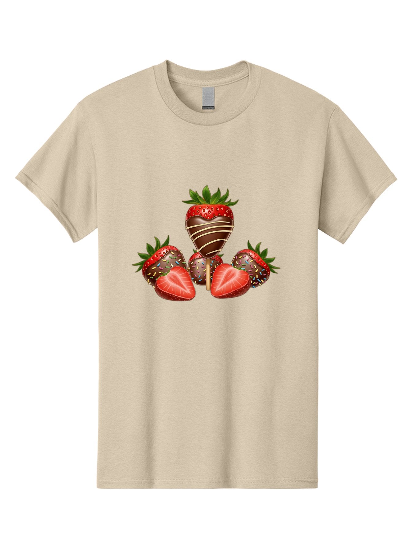 Chocolate-Covered-Strawberries-2 Men'S Graphic Tee, 100% Cotton, Comfortable Casual Summer Wear, Machine Washable, Chocolate Covered Strawberries, Sweet Treats, Dessert Ideas, Strawberry Desserts, Chocolate Drizzled Strawberries, Bab741 14