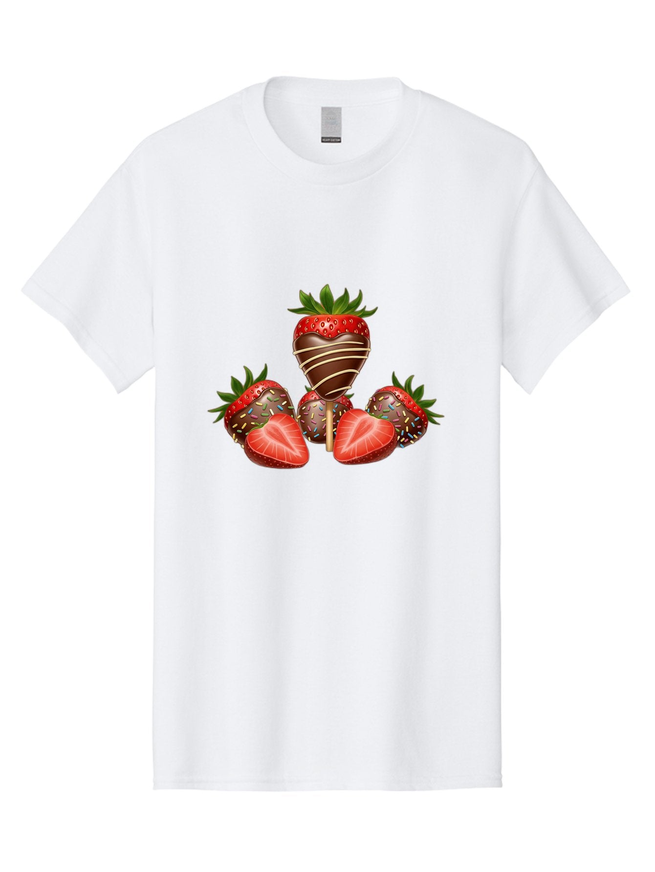 Chocolate-Covered-Strawberries-2 Men'S Graphic Tee, 100% Cotton, Comfortable Casual Summer Wear, Machine Washable, Chocolate Covered Strawberries, Sweet Treats, Dessert Ideas, Strawberry Desserts, Chocolate Drizzled Strawberries, Bab741 8