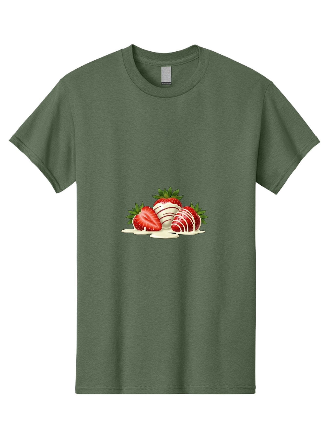 Chocolate-Covered-Strawberries-3 Men'S Graphic Tee, 100% Cotton, Comfortable Casual Summer Wear, Machine Washable, Strawberries Dipped In White Chocolate, Chocolate-Covered Strawberries, Strawberry Dessert, Sweet Treats, Fruit And Chocolate, Bab742