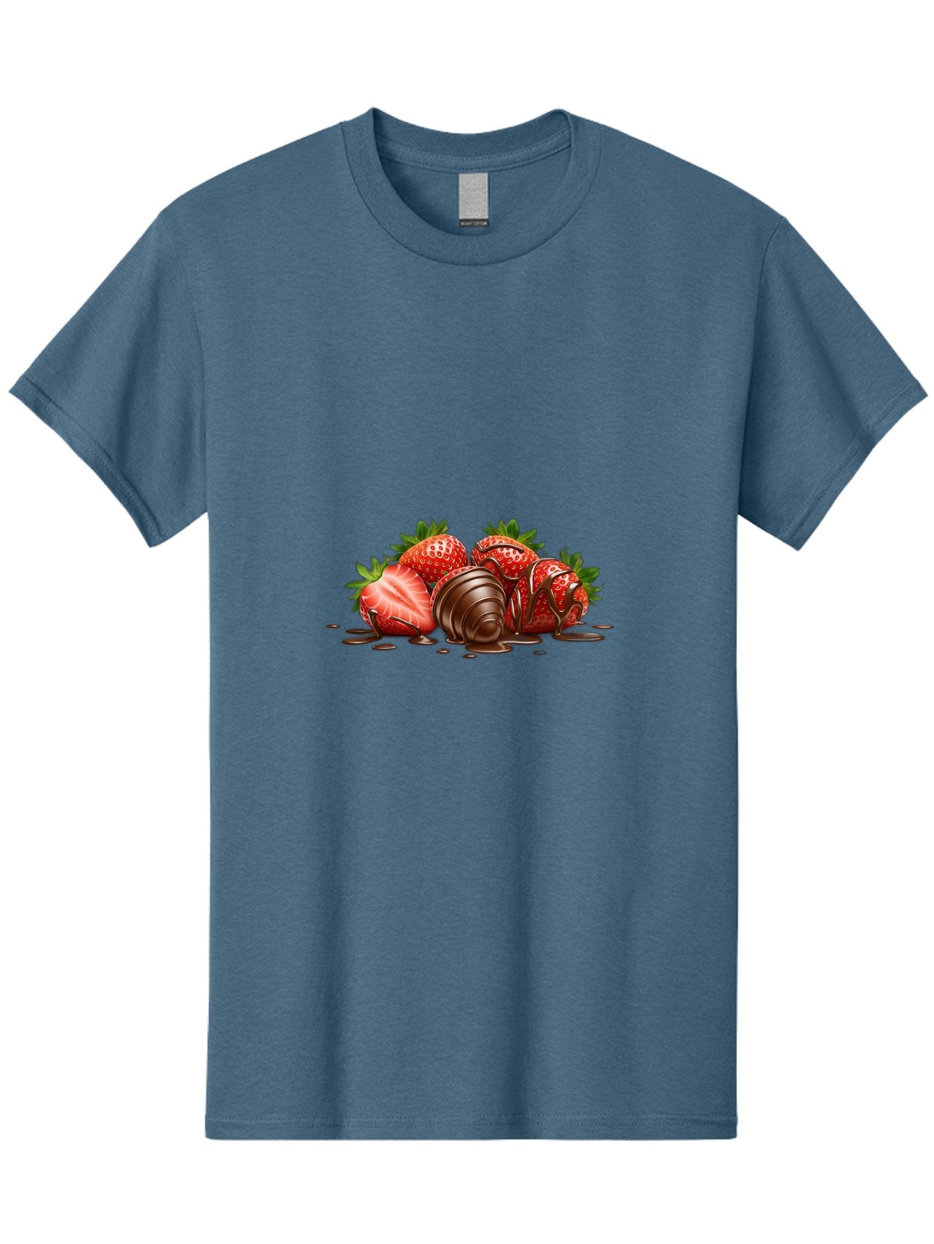 Chocolate-Covered-Strawberries-4 Men'S Graphic Tee, 100% Cotton, Comfortable Casual Summer Wear, Machine Washable, Chocolate Covered Strawberries, Sweet Treats, Indulgent Delights, Fresh Strawberries, Chocolate Sauce, Dessert Inspiration, Bab743 3