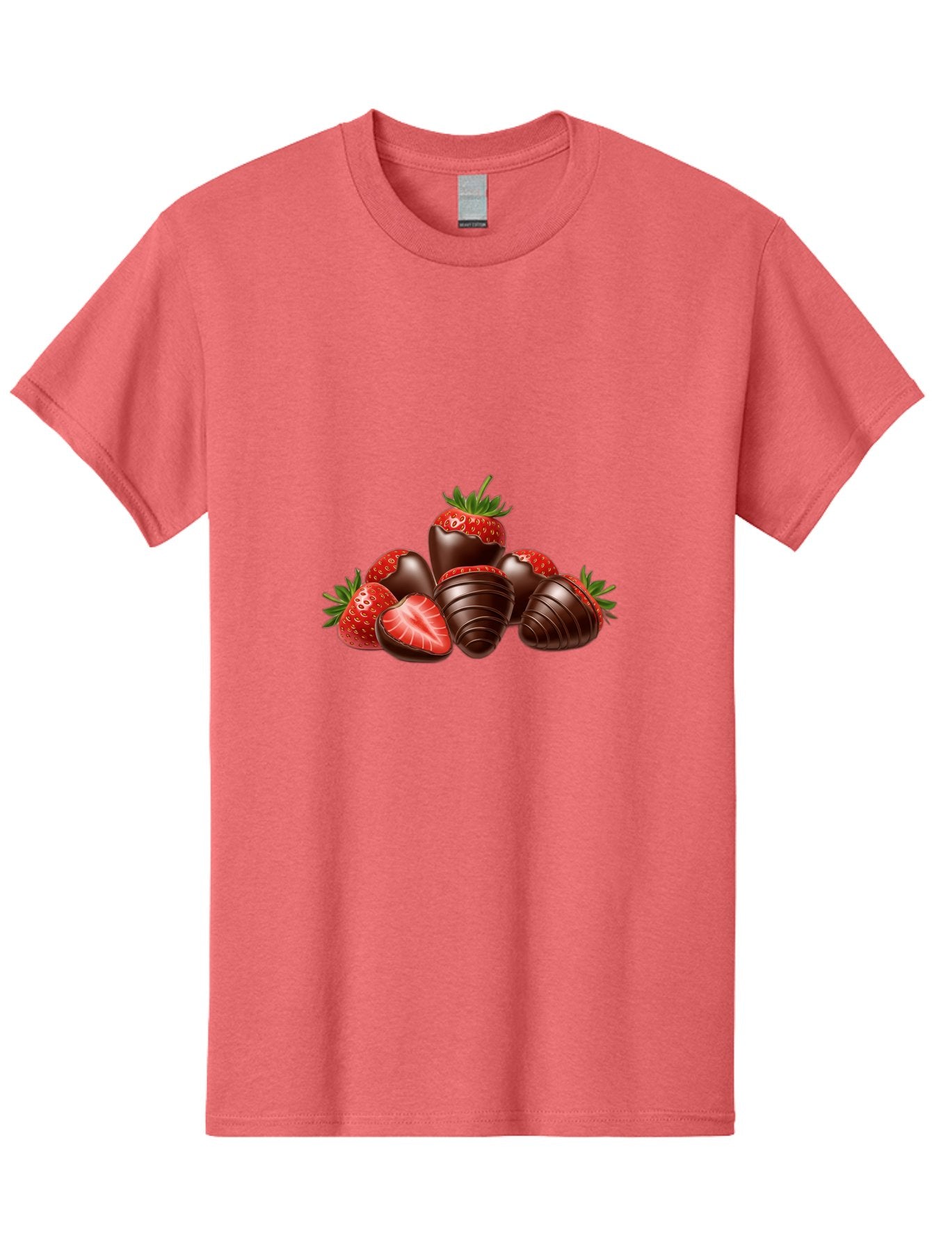 Chocolate-Covered-Strawberries Men'S Graphic Tee, 100% Cotton, Comfortable Casual Summer Wear, Machine Washable, Chocolate Covered Strawberries, Sweet Treats, Indulgent Dessert, Ripe Strawberries, Chocolate Indulgence, Rich And Decadent, Bab744