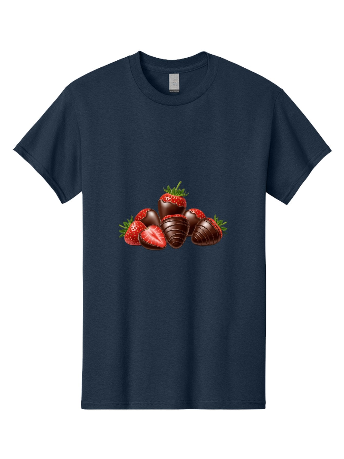 Chocolate-Covered-Strawberries Men'S Graphic Tee, 100% Cotton, Comfortable Casual Summer Wear, Machine Washable, Chocolate Covered Strawberries, Sweet Treats, Indulgent Dessert, Ripe Strawberries, Chocolate Indulgence, Rich And Decadent, Bab744 4