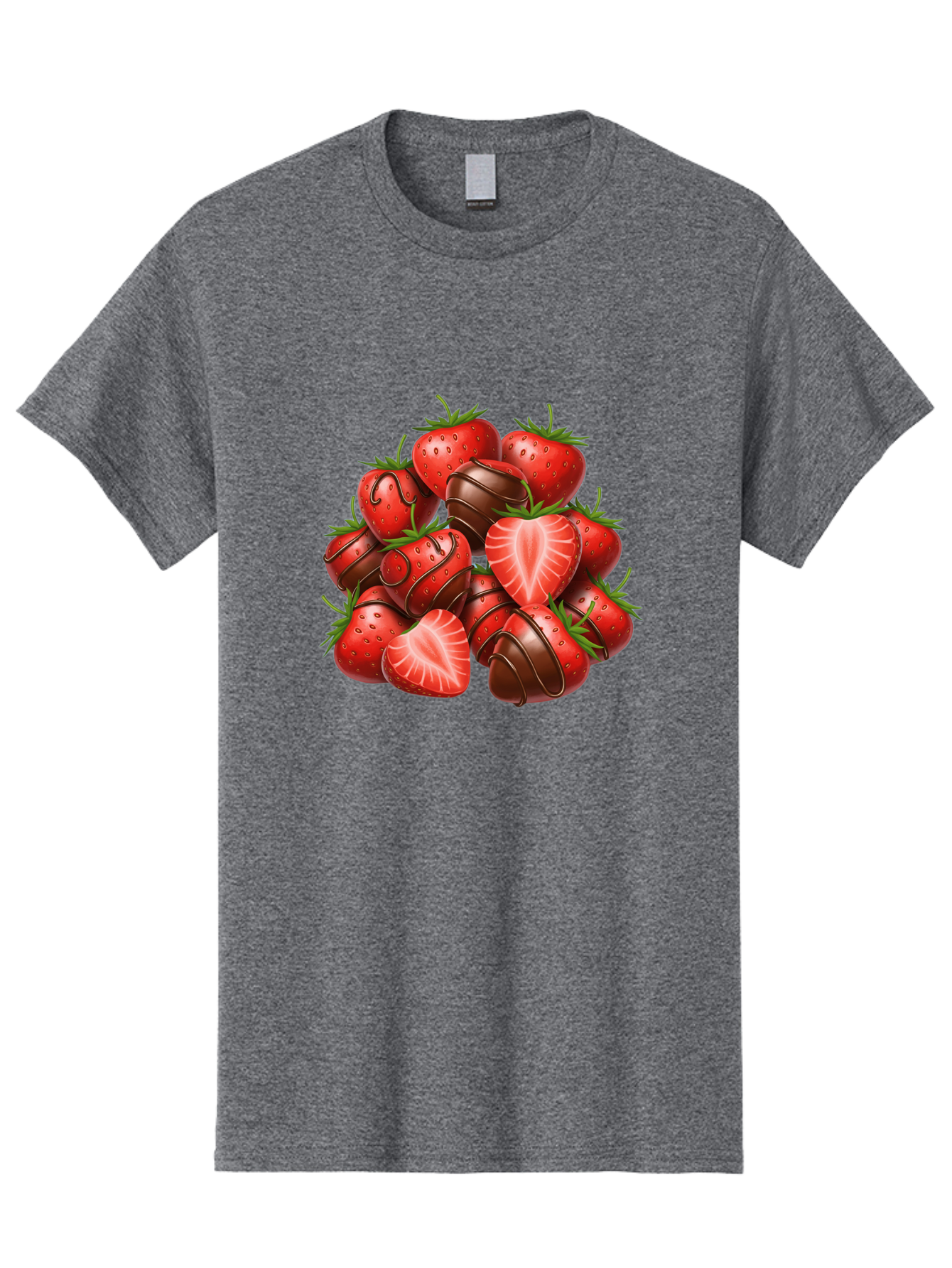 Chocolate-Dipped-Strawberries Men'S Graphic Tee, 100% Cotton, Comfortable Casual Summer Wear, Machine Washable, Chocolate Covered Strawberries, Sweet Treats, Delicious Desserts, Strawberry Lovers, Chocolate Indulgence, Tasty Fruit, Bab746 4