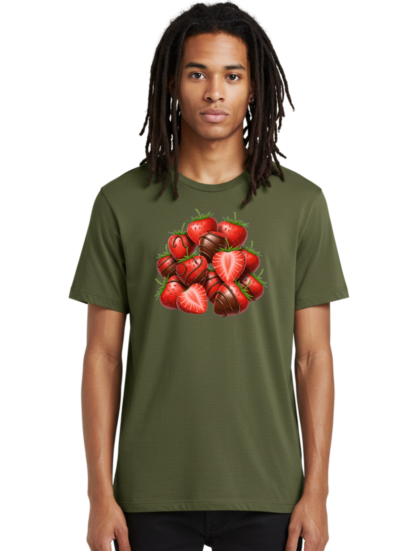 Chocolate-Dipped-Strawberries Men'S Graphic Tee, 100% Cotton, Comfortable Casual Summer Wear, Machine Washable, Chocolate Covered Strawberries, Sweet Treats, Delicious Desserts, Strawberry Lovers, Chocolate Indulgence, Tasty Fruit, Bab746 22