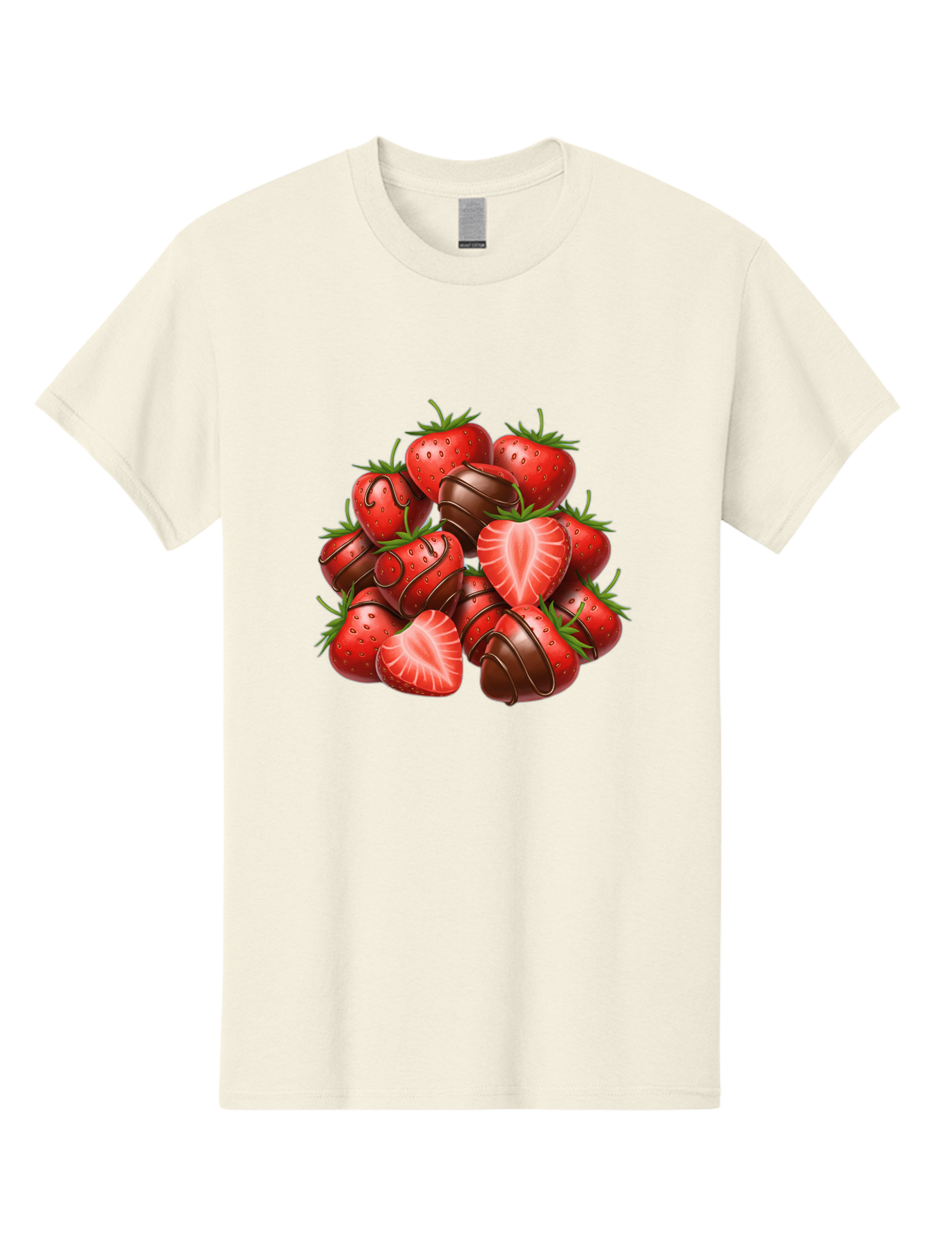 Chocolate-Dipped-Strawberries Men'S Graphic Tee, 100% Cotton, Comfortable Casual Summer Wear, Machine Washable, Chocolate Covered Strawberries, Sweet Treats, Delicious Desserts, Strawberry Lovers, Chocolate Indulgence, Tasty Fruit, Bab746 3
