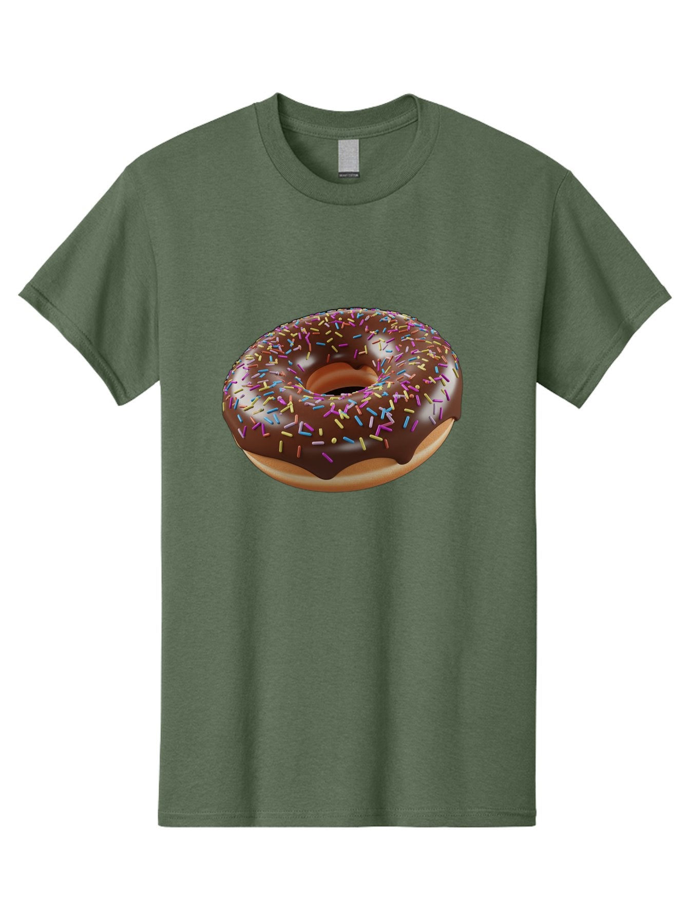 Chocolate-Donut-With-Sprinkles Men'S Graphic Tee, 100% Cotton, Comfortable Casual Summer Wear, Machine Washable, Chocolate Donut, Donut With Sprinkles, Sweet Treat, Baked Goods, Colorful Dessert, Tasty Pastry, Chocolate Frosting, Sprinkles, Bab747