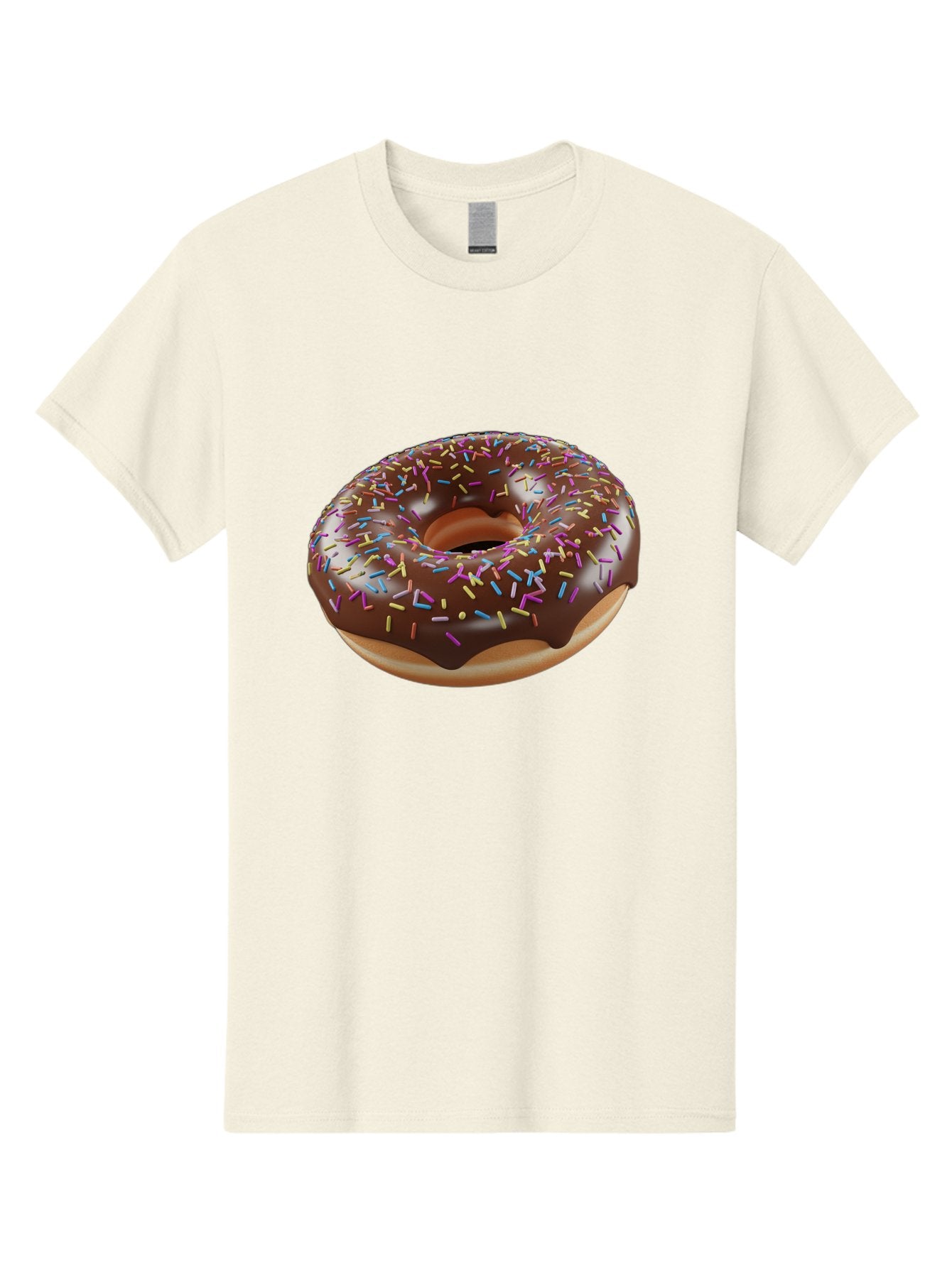 Chocolate-Donut-With-Sprinkles Men'S Graphic Tee, 100% Cotton, Comfortable Casual Summer Wear, Machine Washable, Chocolate Donut, Donut With Sprinkles, Sweet Treat, Baked Goods, Colorful Dessert, Tasty Pastry, Chocolate Frosting, Sprinkles, Bab747