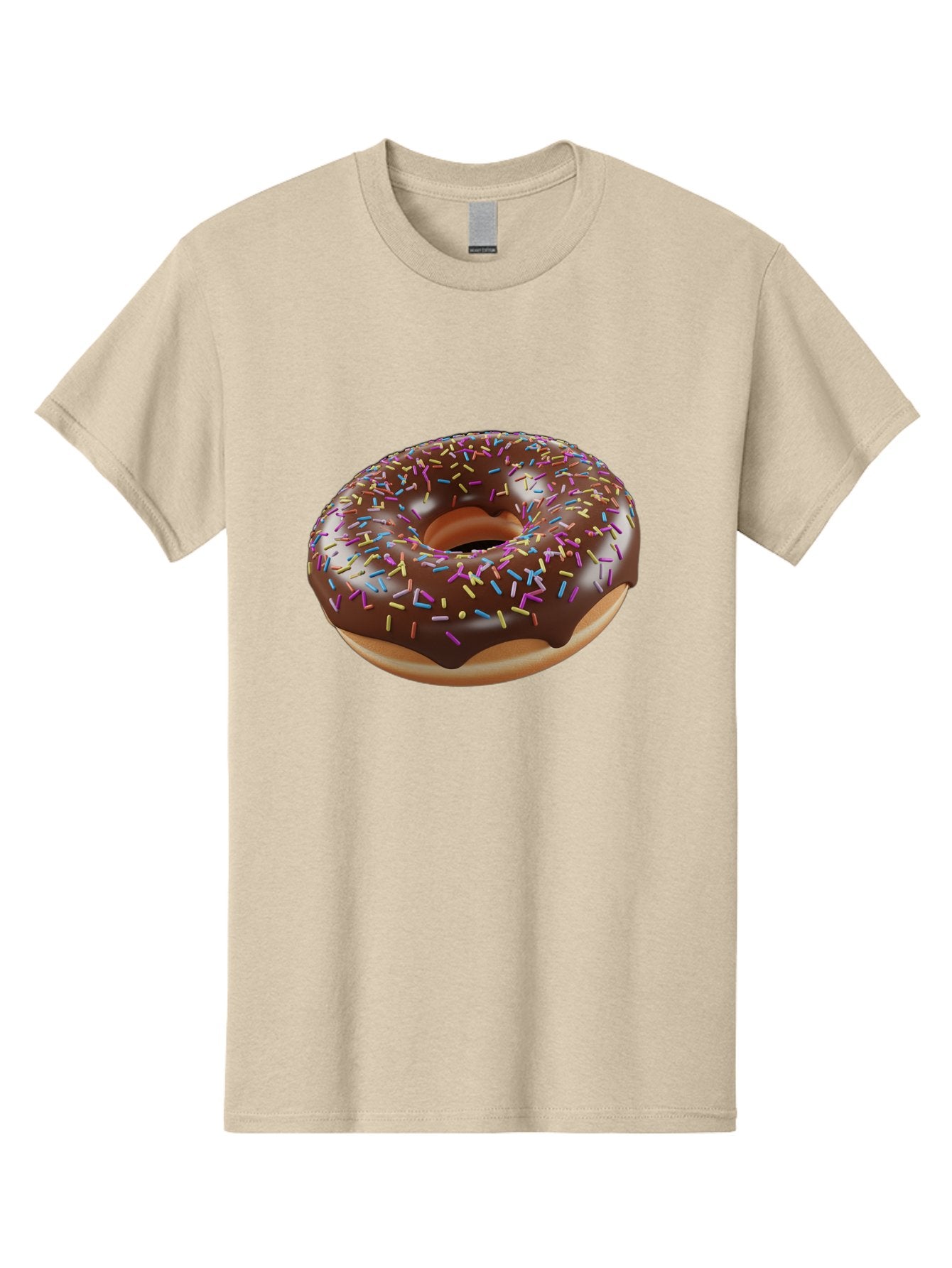 Chocolate-Donut-With-Sprinkles Men'S Graphic Tee, 100% Cotton, Comfortable Casual Summer Wear, Machine Washable, Chocolate Donut, Donut With Sprinkles, Sweet Treat, Baked Goods, Colorful Dessert, Tasty Pastry, Chocolate Frosting, Sprinkles, Bab747 15