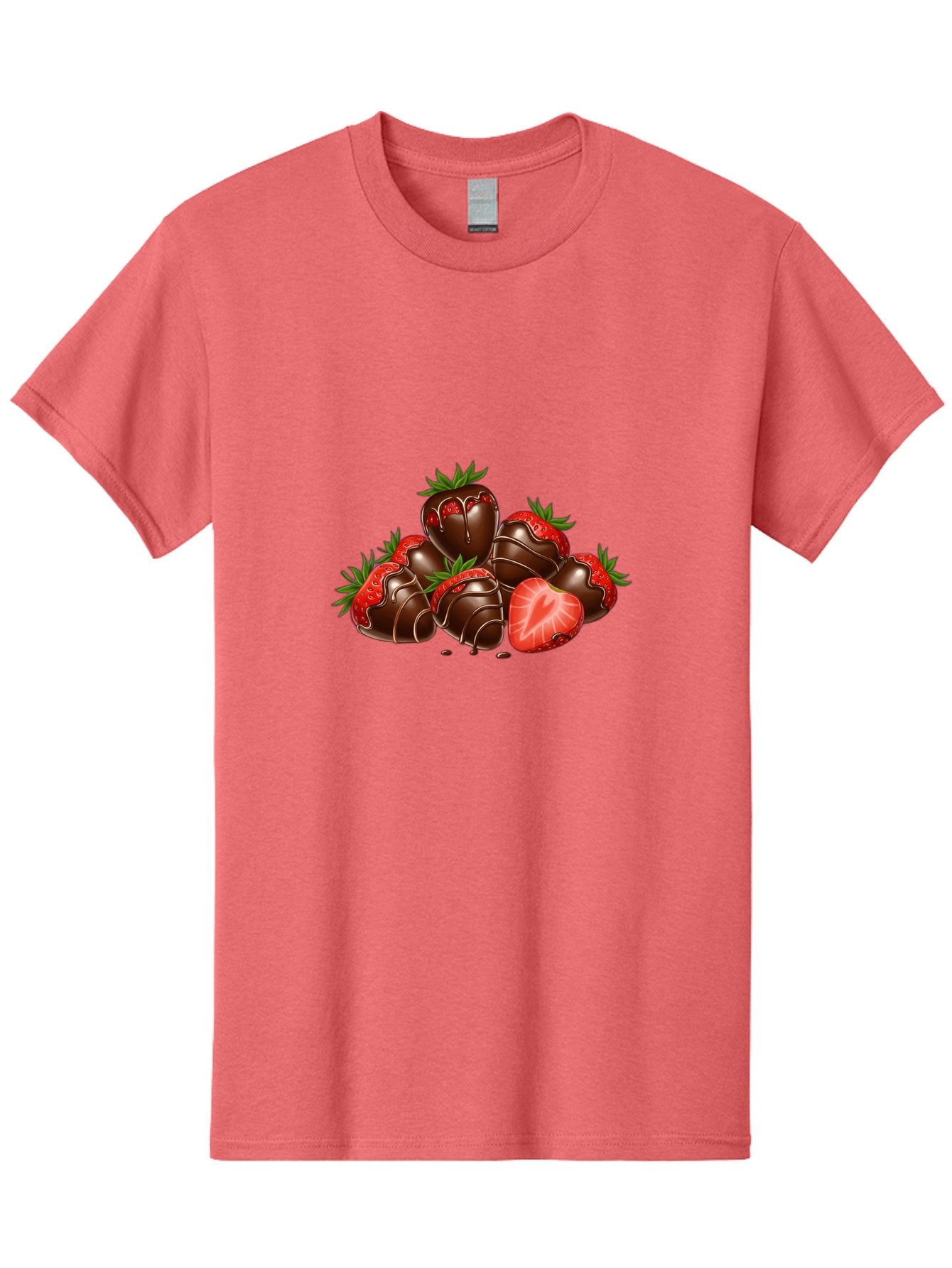 Chocolate-Strawberries Men'S Graphic Tee, 100% Cotton, Comfortable Casual Summer Wear, Machine Washable, Chocolate-Covered Strawberries, Sweet Treats, Dessert Ideas, Strawberry Dessert, Chocolate Strawberries, Indulgent Treats, Bab748