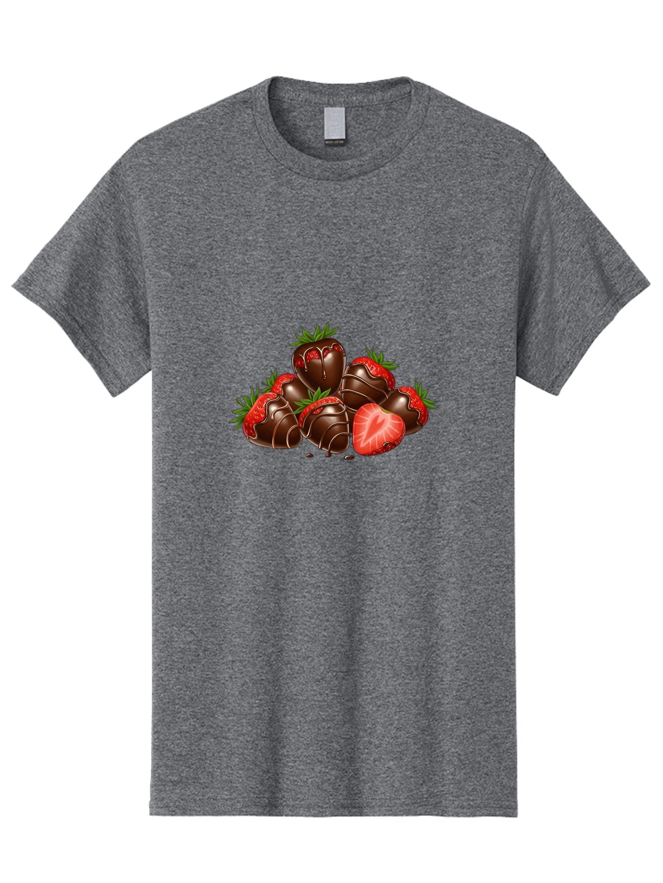 Chocolate-Strawberries Men'S Graphic Tee, 100% Cotton, Comfortable Casual Summer Wear, Machine Washable, Chocolate-Covered Strawberries, Sweet Treats, Dessert Ideas, Strawberry Dessert, Chocolate Strawberries, Indulgent Treats, Bab748 4