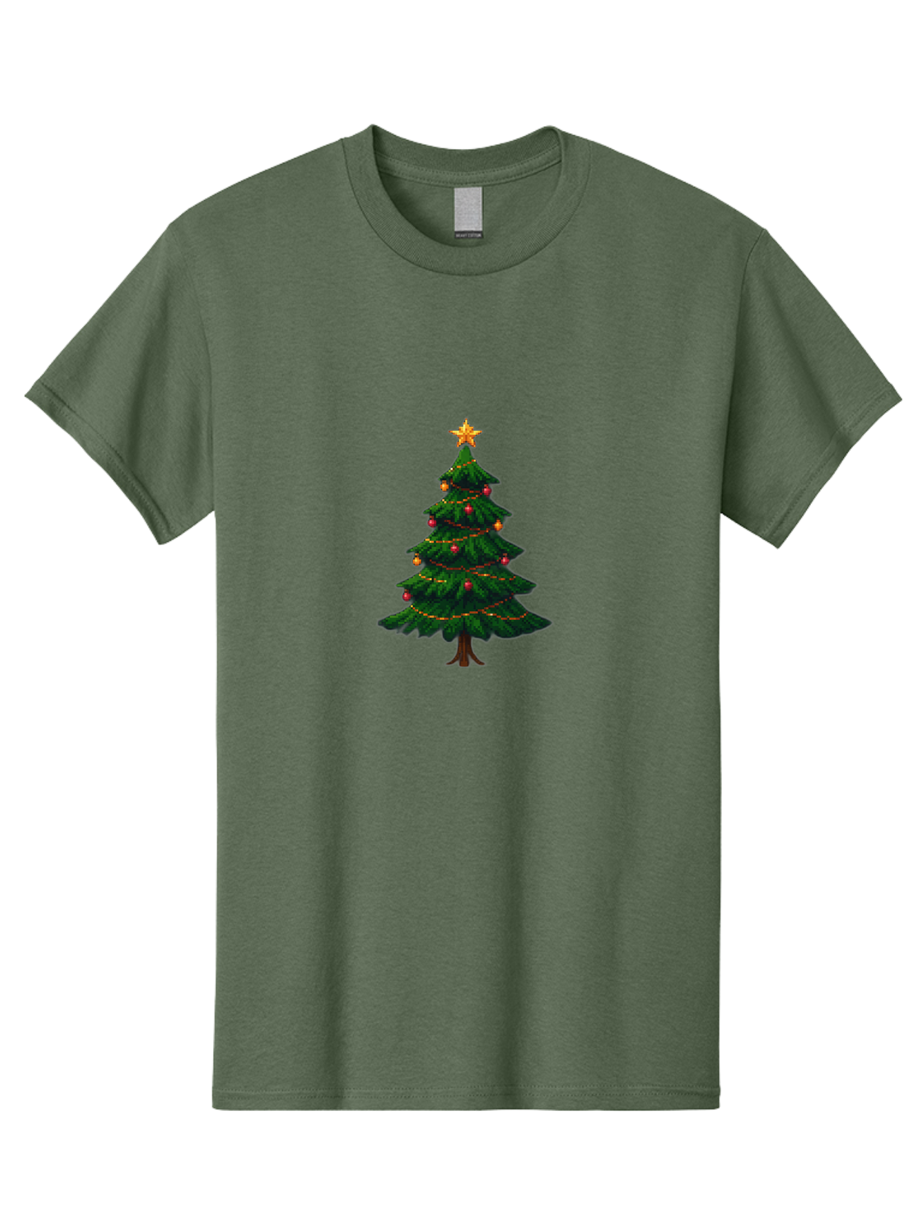 Christmas-Tree-1 Men'S Graphic Tee, 100% Cotton, Comfortable Casual Summer Wear, Machine Washable, Christmas Tree Illustration, Decorated Tree, Festive Decorations, Red And Gold Ornaments, String Lights, Golden Star, Holiday Season, Bab749 6