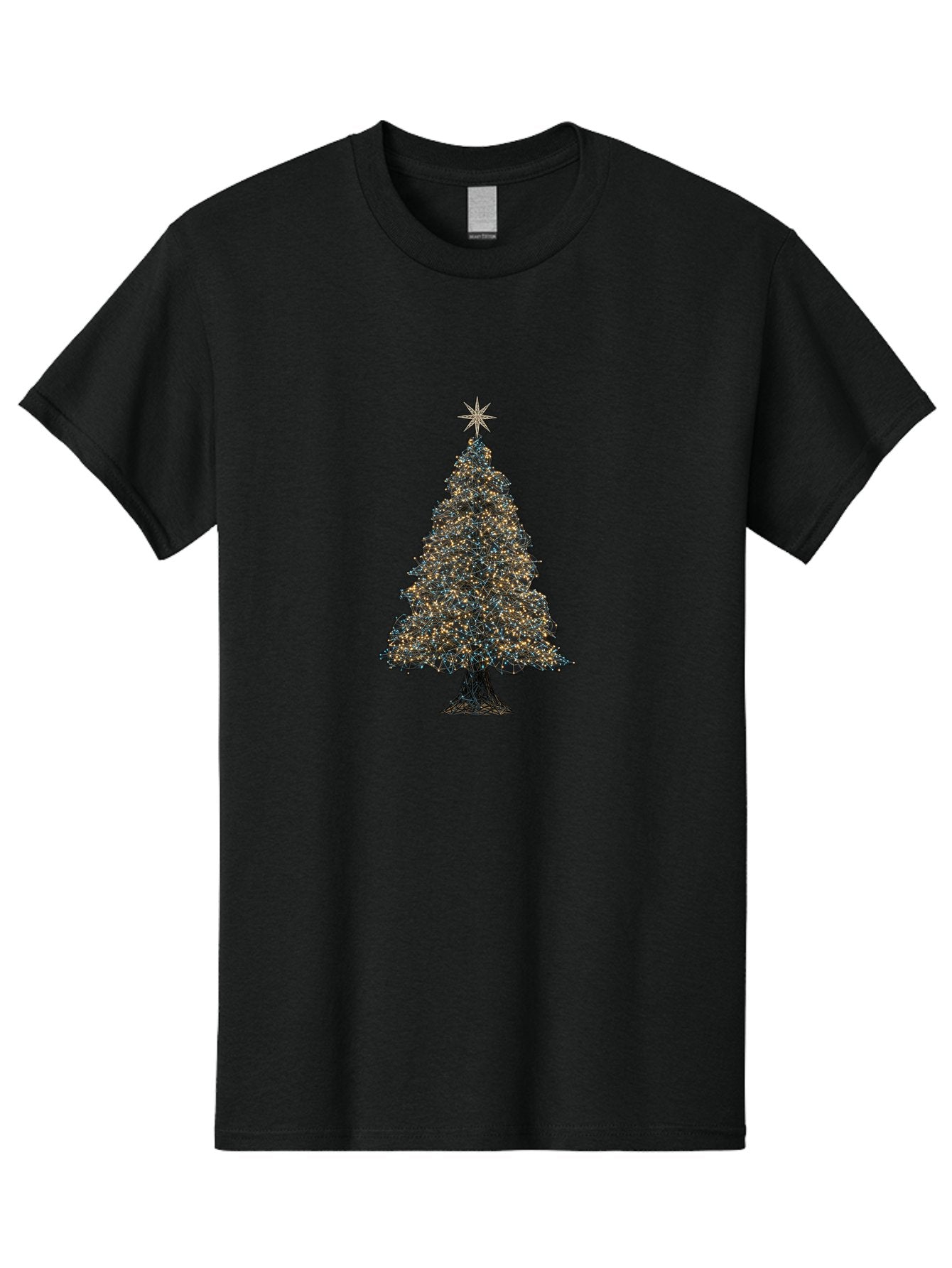 Christmas-Tree-2 Men'S Graphic Tee, 100% Cotton, Comfortable Casual Summer Wear, Machine Washable, Christmas Tree With Lights, Festive Decorations, Holiday Season, Twinkling Lights, Star On Top, Winter Wonderland, Merry Christmas, Bab750 15