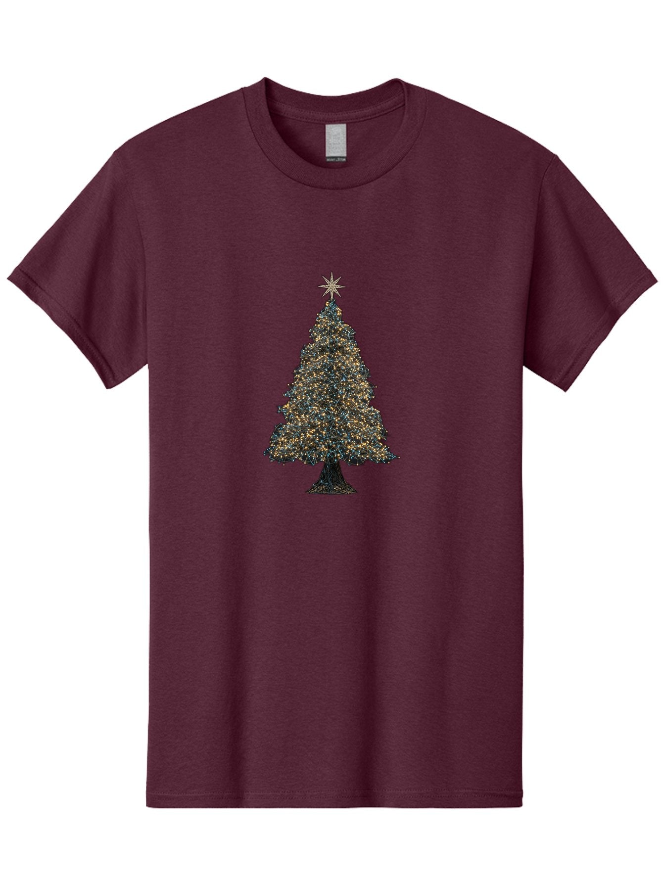 Christmas-Tree-2 Men'S Graphic Tee, 100% Cotton, Comfortable Casual Summer Wear, Machine Washable, Christmas Tree With Lights, Festive Decorations, Holiday Season, Twinkling Lights, Star On Top, Winter Wonderland, Merry Christmas, Bab750 11