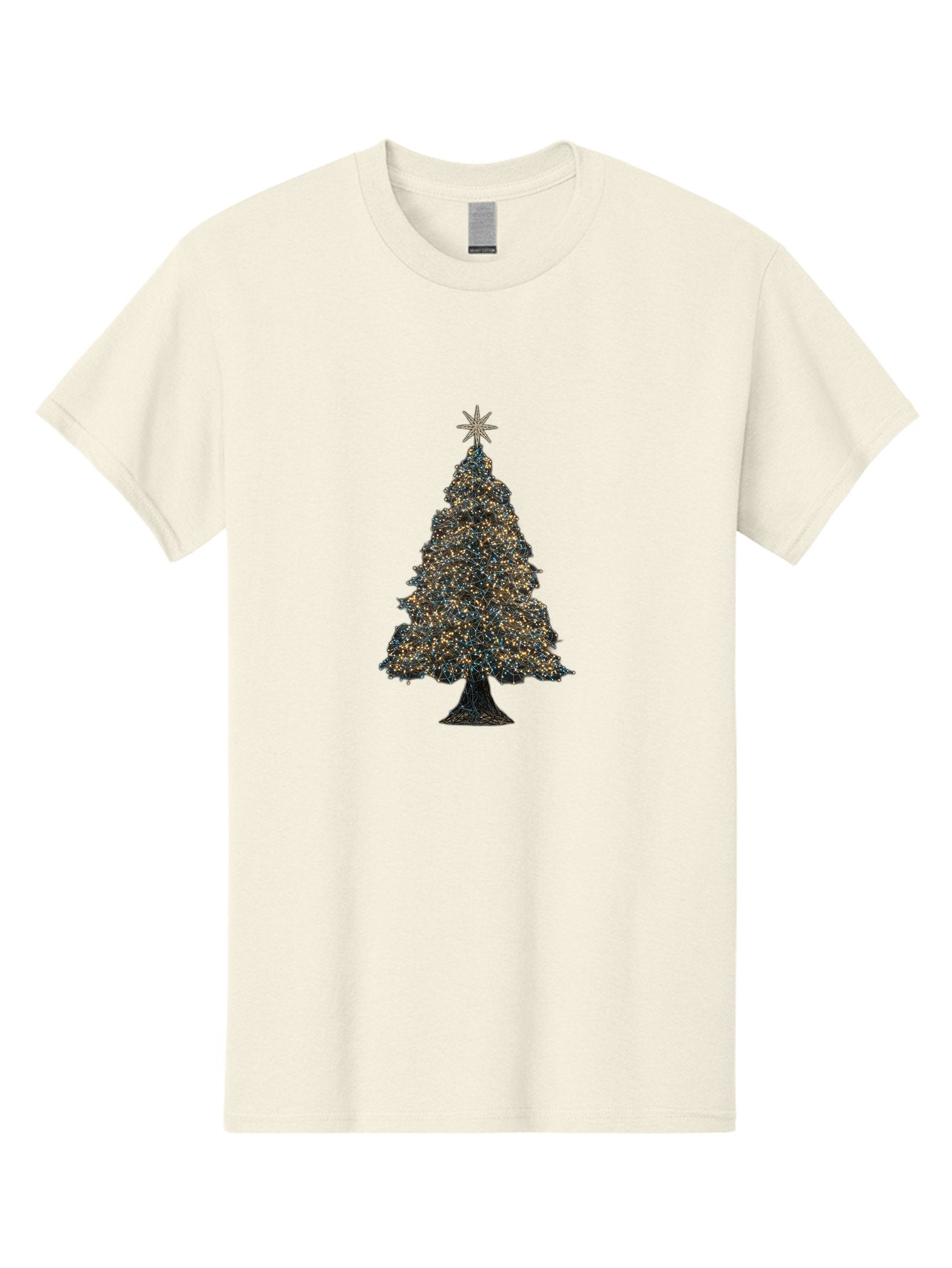 Christmas-Tree-2 Men'S Graphic Tee, 100% Cotton, Comfortable Casual Summer Wear, Machine Washable, Christmas Tree With Lights, Festive Decorations, Holiday Season, Twinkling Lights, Star On Top, Winter Wonderland, Merry Christmas, Bab750 14