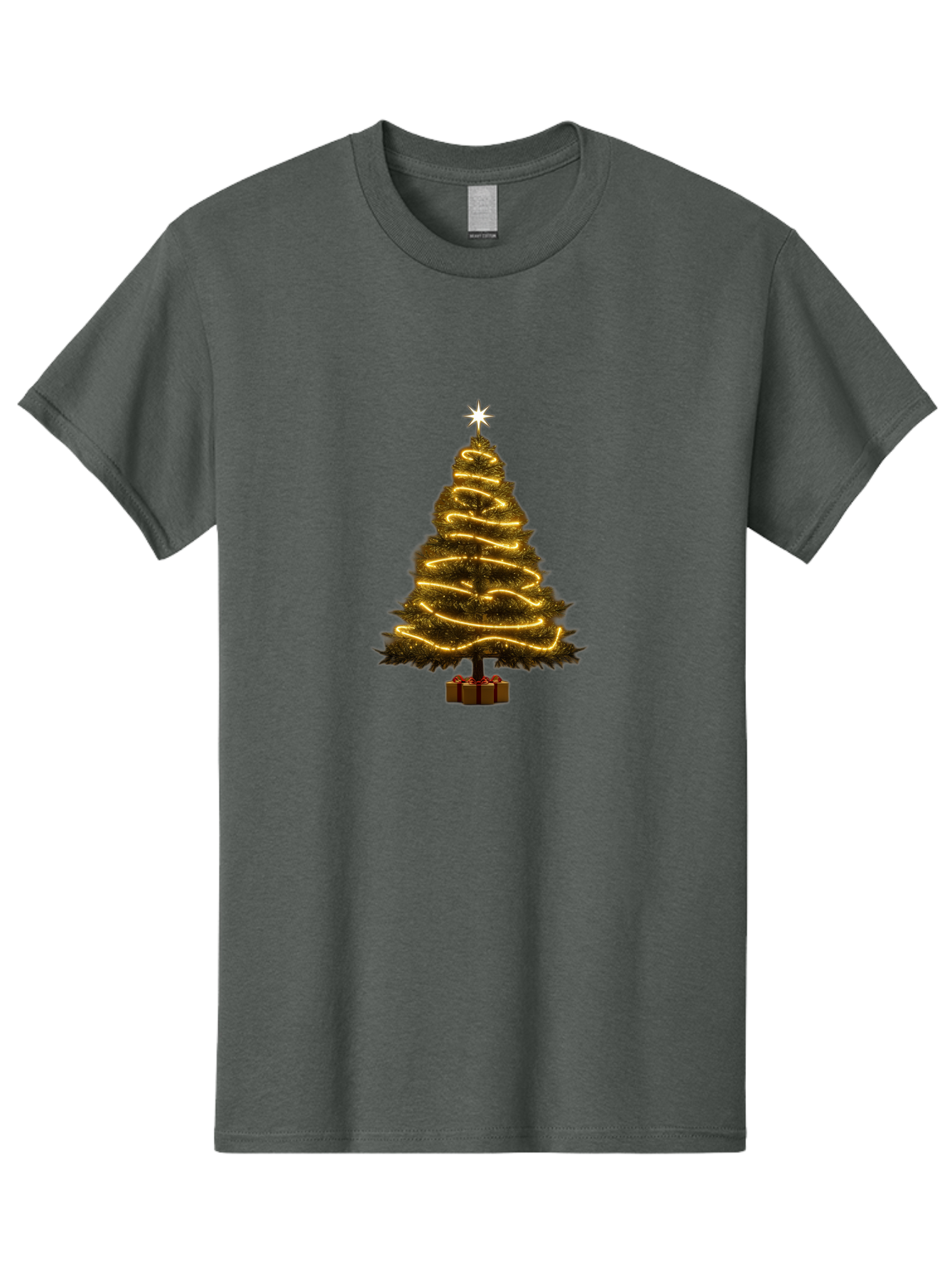 Christmas-Tree-3 Men'S Graphic Tee, 100% Cotton, Comfortable Casual Summer Wear, Machine Washable, Christmas Tree Decoration, Festive Holiday Lights, Glowing String Lights, Star Topper, Winter Season, Holiday Cheer, Christmas Decoration, Bab751 13