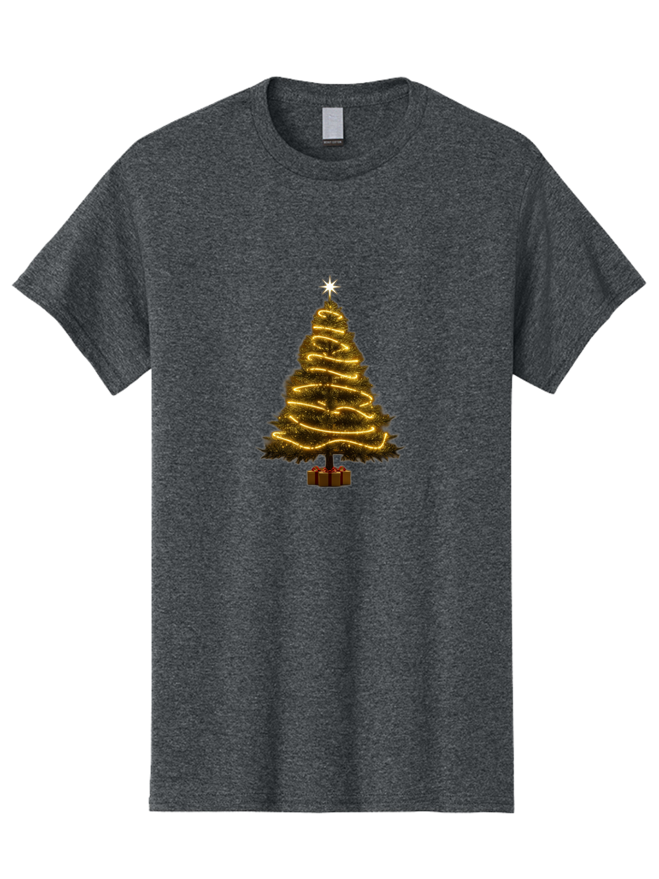 Christmas-Tree-3 Men'S Graphic Tee, 100% Cotton, Comfortable Casual Summer Wear, Machine Washable, Christmas Tree Decoration, Festive Holiday Lights, Glowing String Lights, Star Topper, Winter Season, Holiday Cheer, Christmas Decoration, Bab751 11