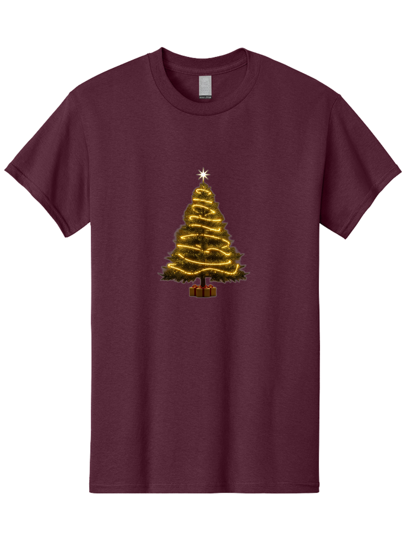 Christmas-Tree-3 Men'S Graphic Tee, 100% Cotton, Comfortable Casual Summer Wear, Machine Washable, Christmas Tree Decoration, Festive Holiday Lights, Glowing String Lights, Star Topper, Winter Season, Holiday Cheer, Christmas Decoration, Bab751 10